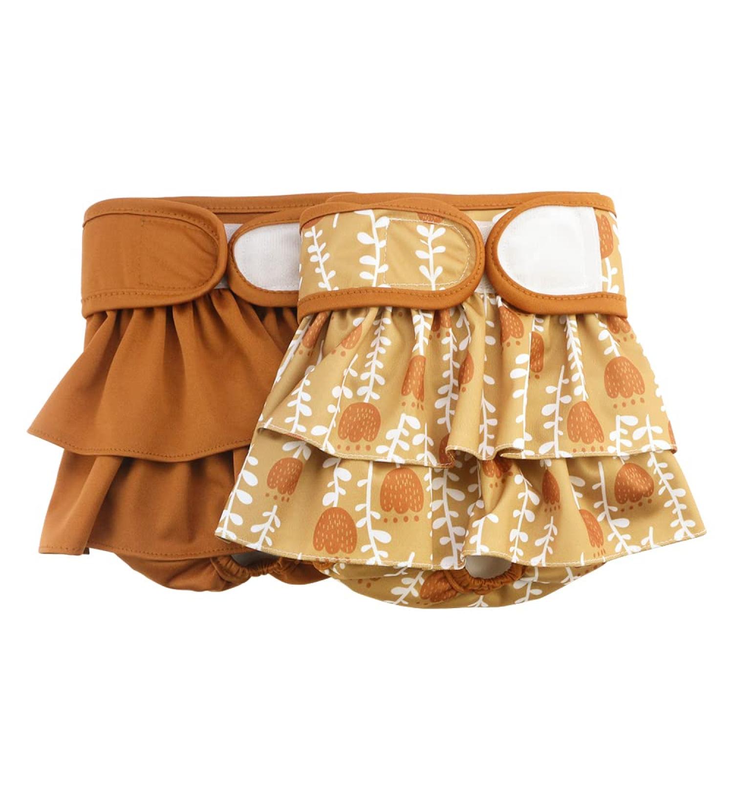 Hisprout Skirt Diaper for Female Dogs - Reusable Washable & Durable Puppy Diapers | Size M Brown Flower - Buy Online on GoSupps.com