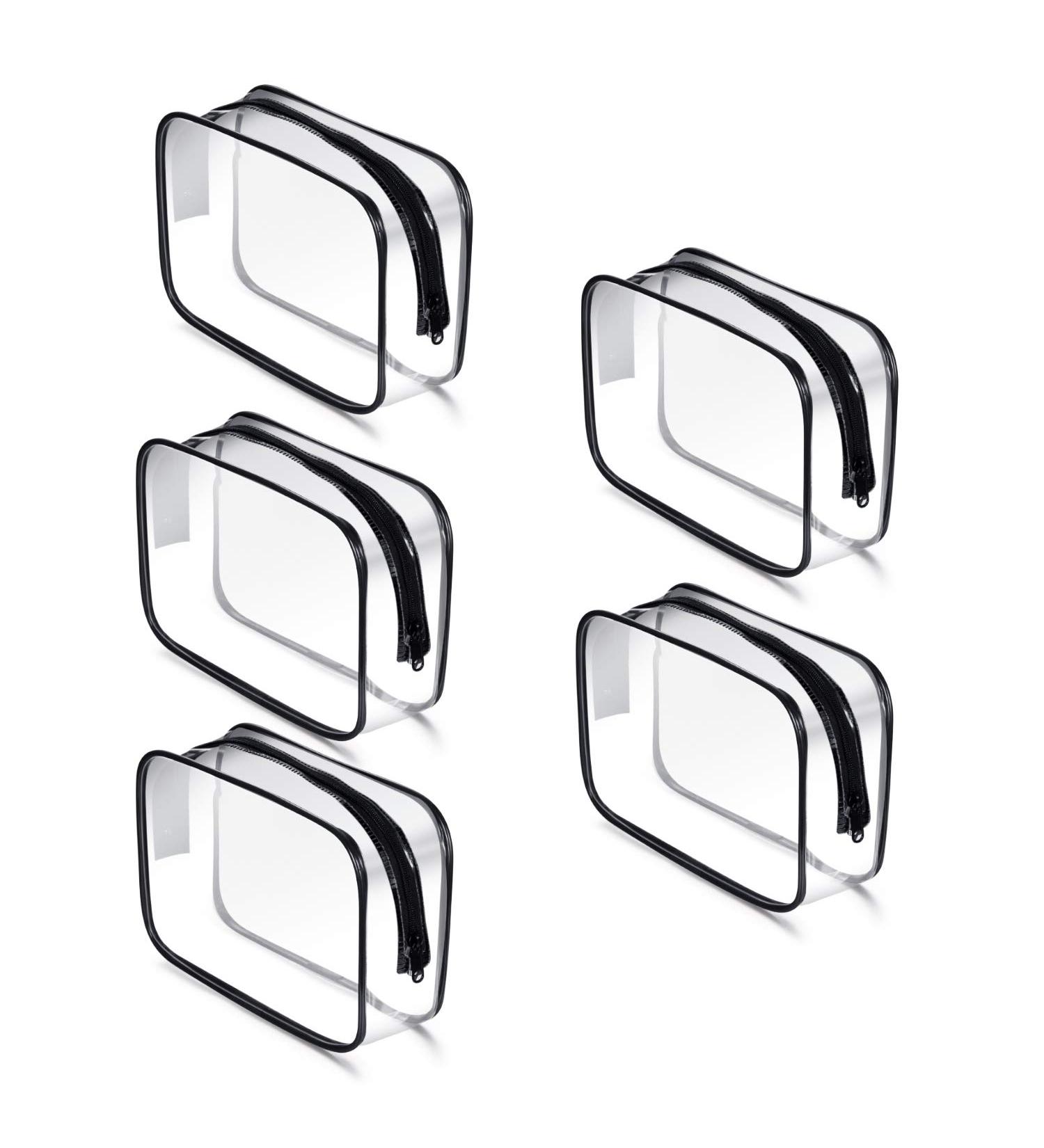 5 Transparent Cosmetic Pockets | Portable PVC Makeup Bag with Zipper | Travel Organizer & Bathroom Essential (18 cm x 12 cm) - Buy Online on GoSupps.com