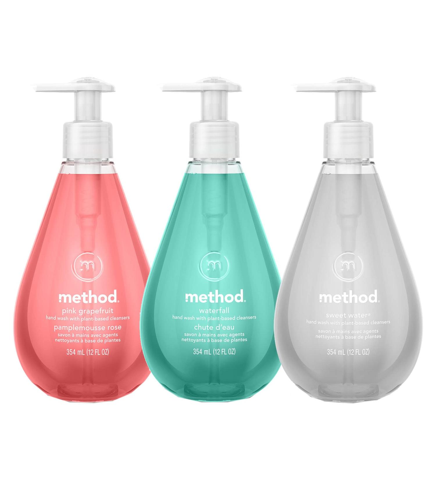 Method Gel Hand Soaps Variety Pack Pink Grapefruit Waterfall Sweet Water 12 oz. each Pink Grapefruit+Waterfall+Sweet Water - Buy Online on GoSupps.com