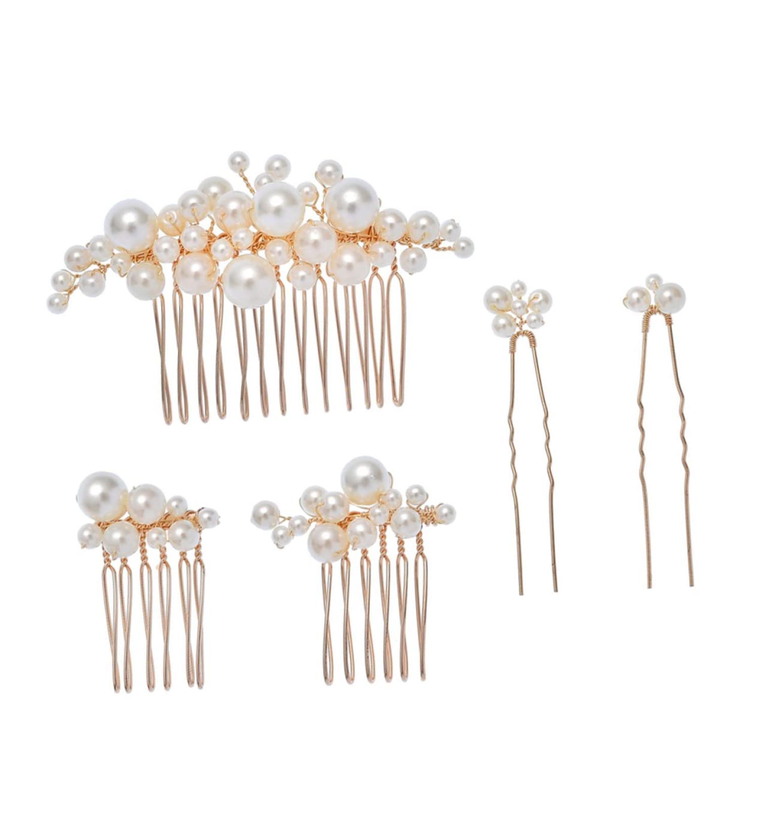 MAGICLULU 1 Set Bride Wedding Hairpin Pearl Bun Hairpin Bride Hair Accessory Wedding Hair Comb Pearl Hair Side Comb Pearl Hair Comb Wedding Headdress Bride Hair Fork Pearl Hairpin - Buy Online on GoSupps.com