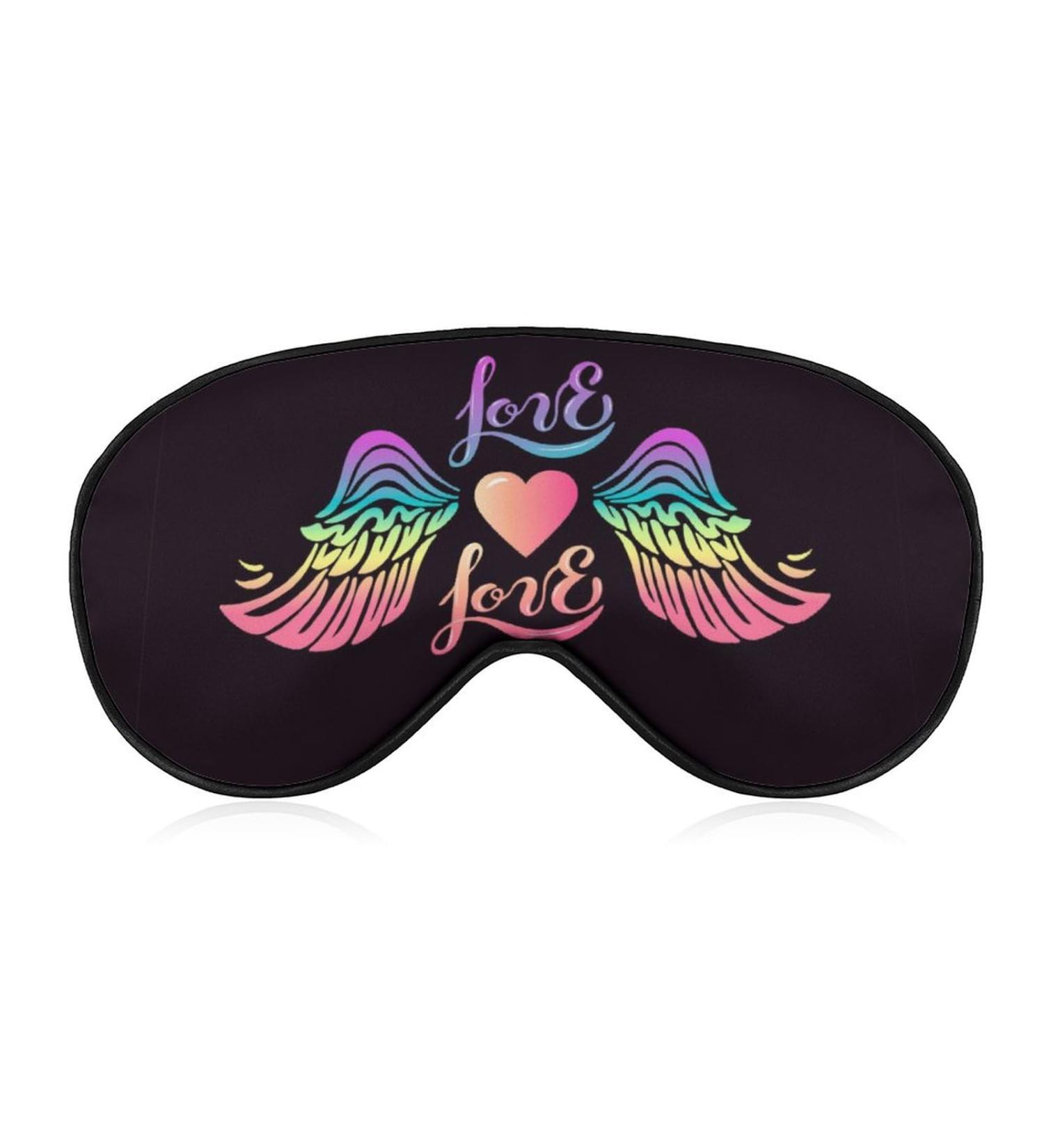 Rainbow Wings Heart Sleep Mask | Adjustable Strap Blindfold for Men and Women | Blocks Light for Travel and Nap - Buy Online on GoSupps.com