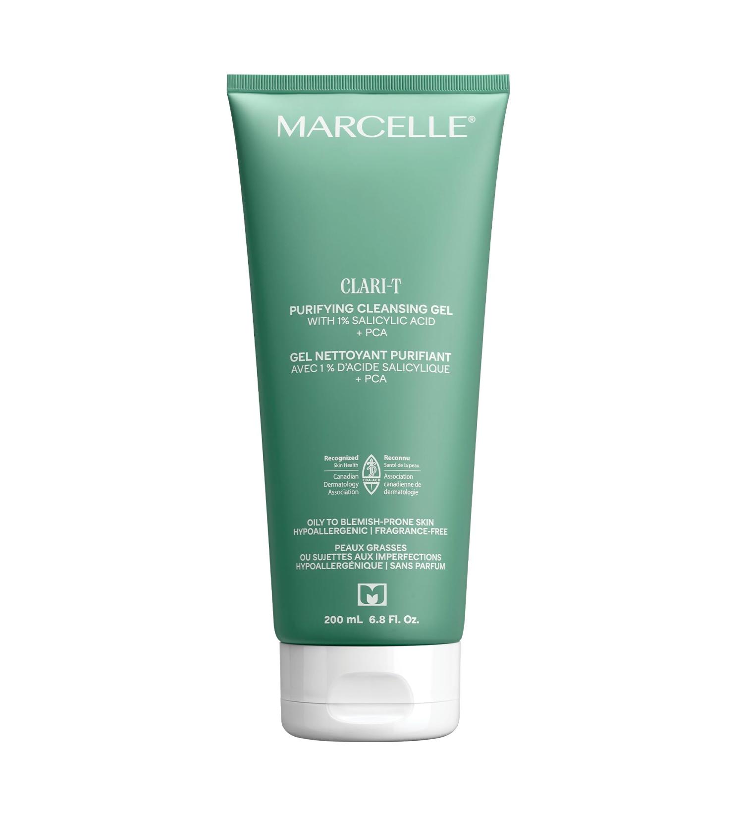 Marcelle Clari-T Purifying Cleansing Gel with 1% Salicylic Acid + PCA Facial Cleanser Clarifying & Exfoliating Vegan Cruelty-Free Hypoallergenic Fragrance-Free Non-Comedogenic 200 mL - Buy Online on GoSupps.com
