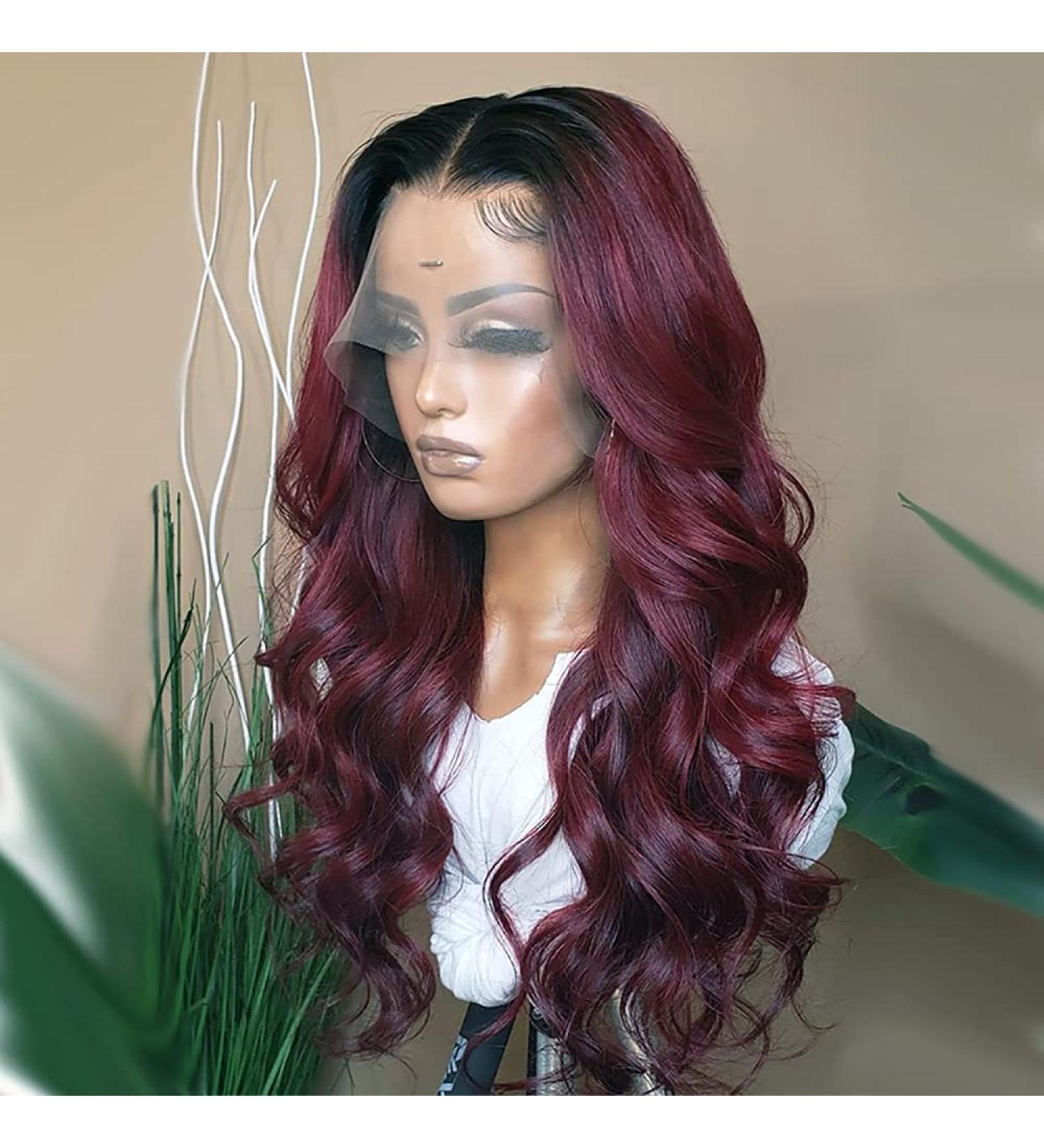 Giannay Burgundy Wave 99J Lace Front Wig 24 - Synthetic Loose Curly Gluless Lace Wig for Black Women - Buy Online on GoSupps.com