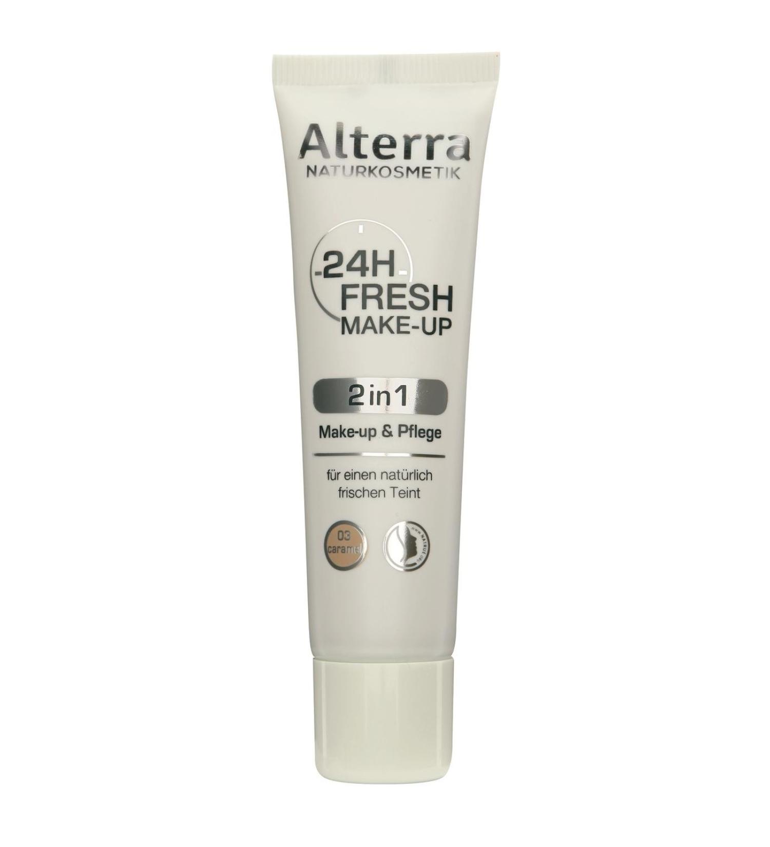 Alterra 24h Fresh Makeup 30 ml Color 03: Caramel, 2 in 1 make-up & maintenance, for a naturally fresh complexion, natural cosmetics