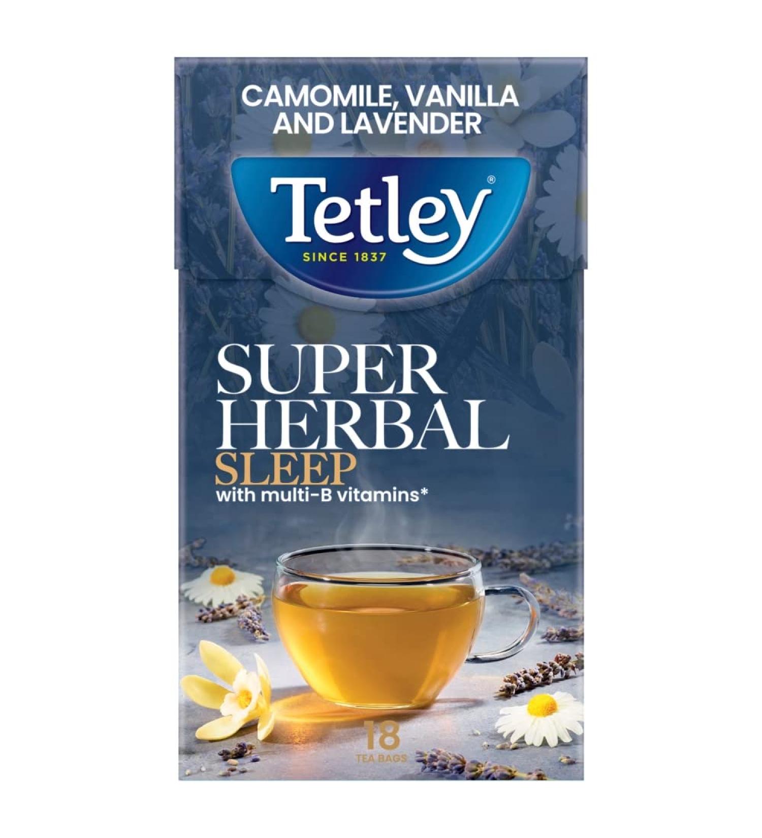 Tetley Super Herbal Sleep Camomile Vanilla and Lavender Tea Bags Pack of 18