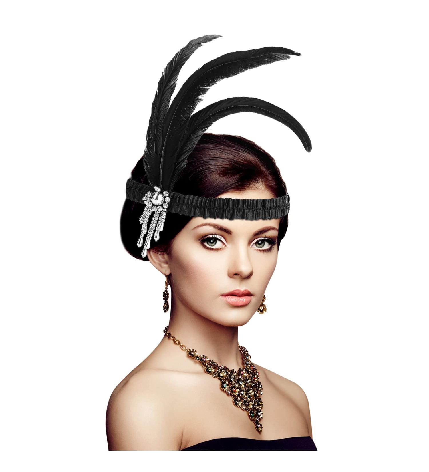 Molain 1920s Flapper Headband Halloween Party Feather Crystal Headband 20's Headpiece Accessories for Women Gatsby Costume Theme Party Cocktail Party Hair Accessories for Women Style B - Buy Online on GoSupps.com