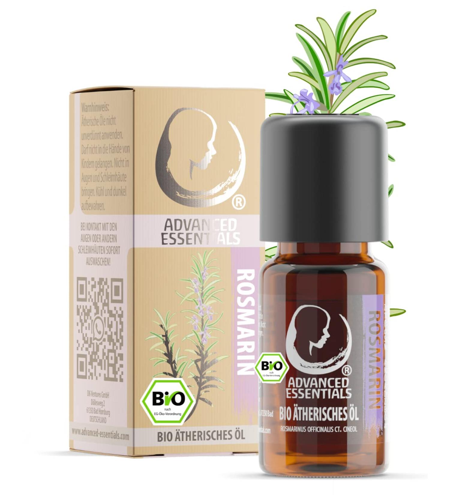 Organic Rosemary Oil Essential Oil (Cineol) - 10ml - Pure Spanish Rosemary for Biologically Cultivated Wellness - Buy Online on GoSupps.com