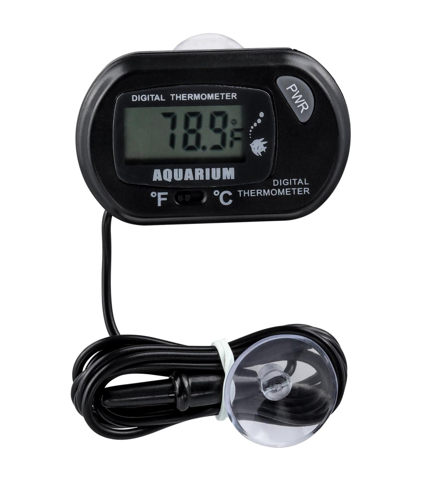 BestGle Digital LCD Aquarium Thermometer - High Accuracy Water Temperature Measurement for Fish & Reptiles | Suction Cup & Probe Included - Buy Online on GoSupps.com