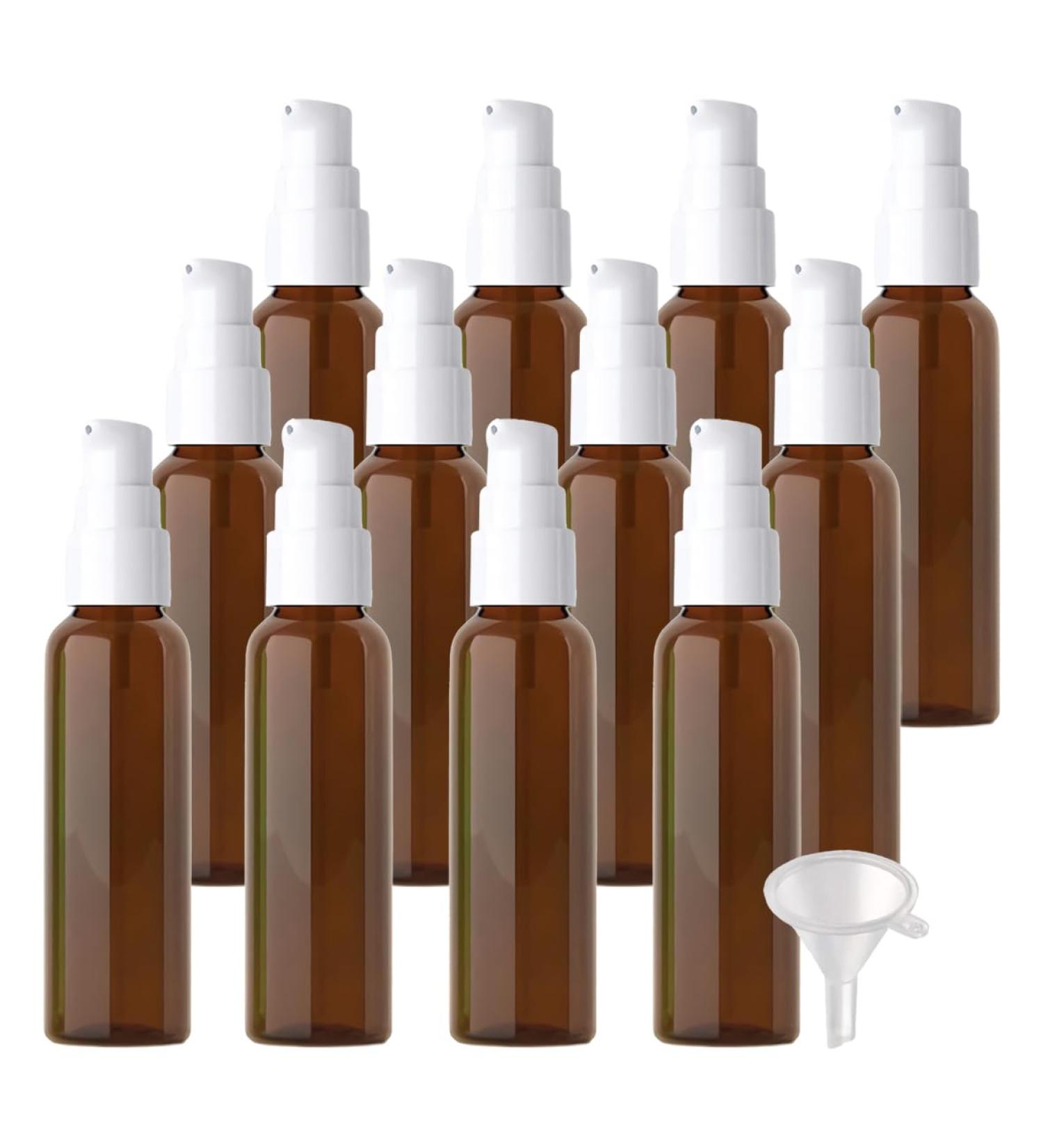 ZEOABSY 12 Pieces 60 ml Brown Lotion Bottles with WhiteÂ Pump 60ml Empty PET Plastic Lotion Pump Bottle Cosmetic Gel Travel Container for Cosmetic Make up Cleaning + 2 x Funnel Brown 60ml - Buy Online on GoSupps.com