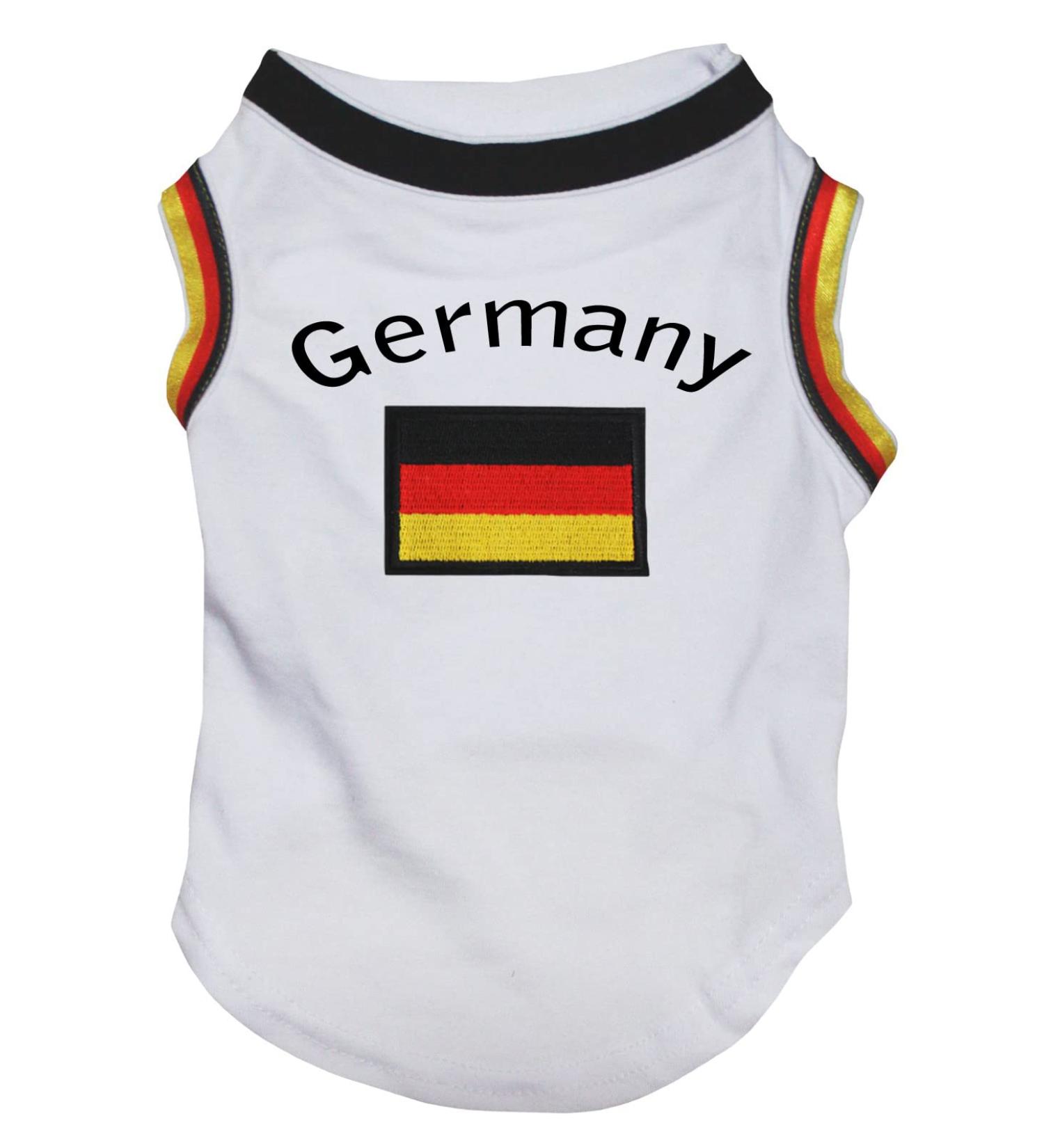 Petitebelle Germany & Flag Puppy Dog Shirt (White/Germany Hem X-Small) White/Germany Hem X-Small