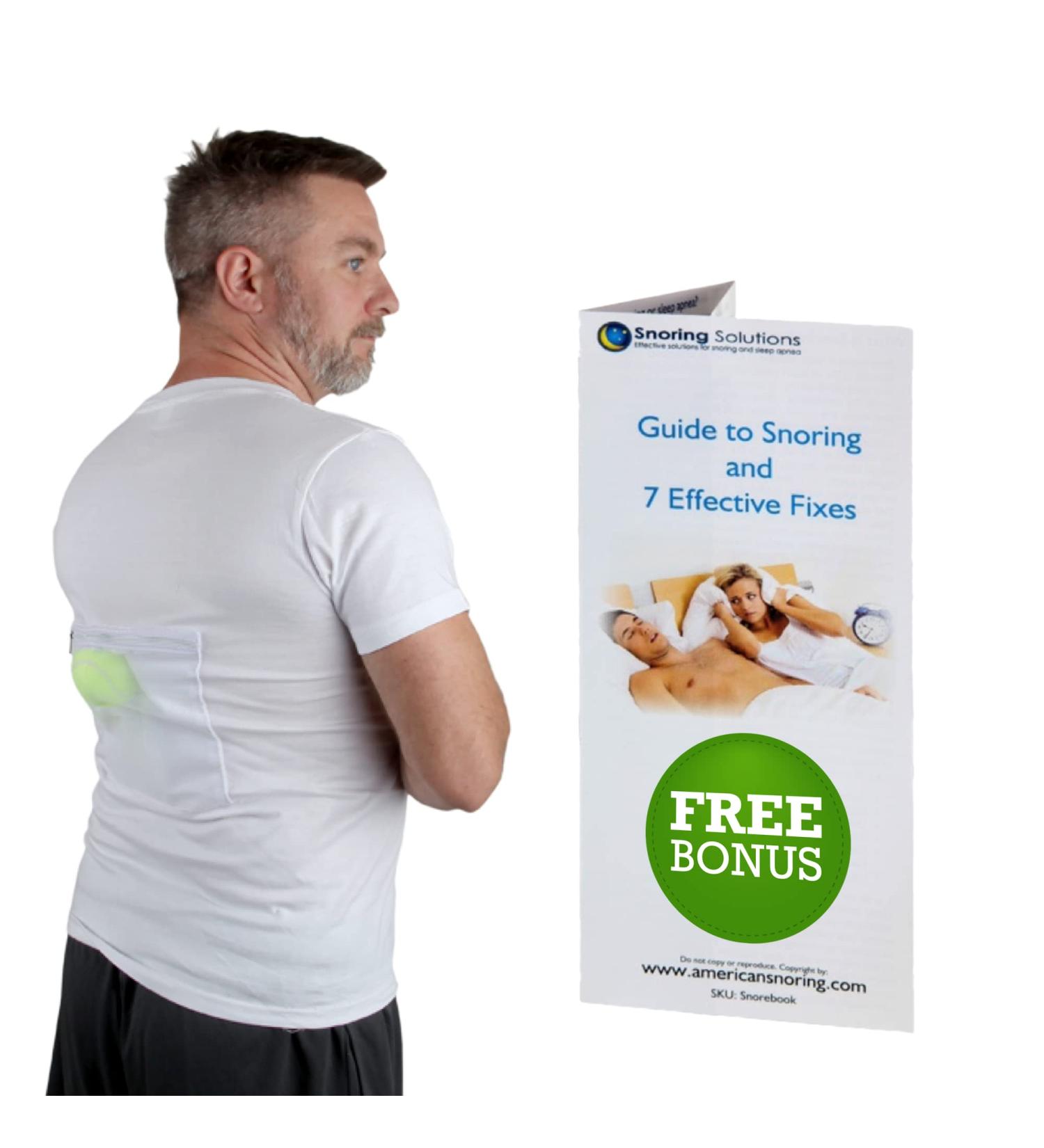 Stop Snoring T-Shirt - Comfortable Snore Stopper for Back Snorers - Health Expert Recommended - Eliminates Snoring by Adjusting Sleeping Position - Guide to Snoring Ebook (Large) - Buy Online on GoSupps.com