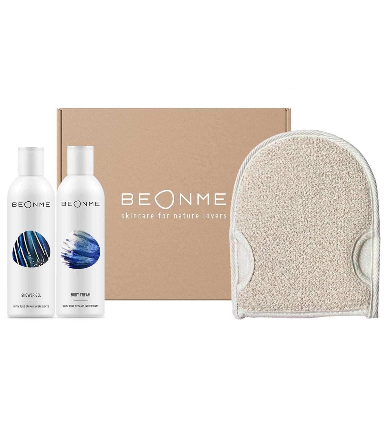 BeOnMe Body Hydration Cleansing Kit natural and vegan: Exfoliating glove shower and organic body cream Beauty kit moisturizing legs dry skin savings gift woman woman woman  - Buy Online on GoSupps.com
