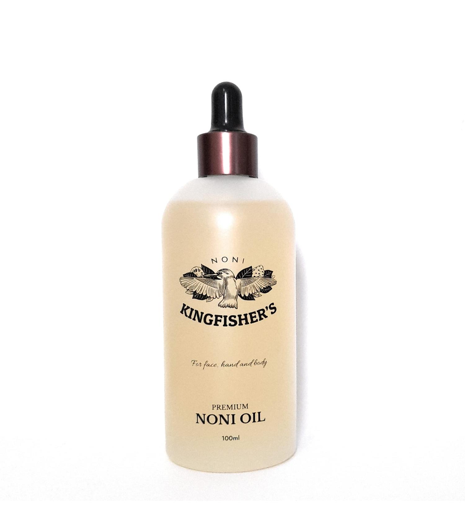 Kingfisher's Noni Oil Made from Organic Noni Fruit & Extra Virgin Coconut oil Anti-aging face oil Ideal for Dry Skin (elbows heels or knees) Nourishing Scalp Oil Massage oil 100ml - Buy Online on GoSupps.com