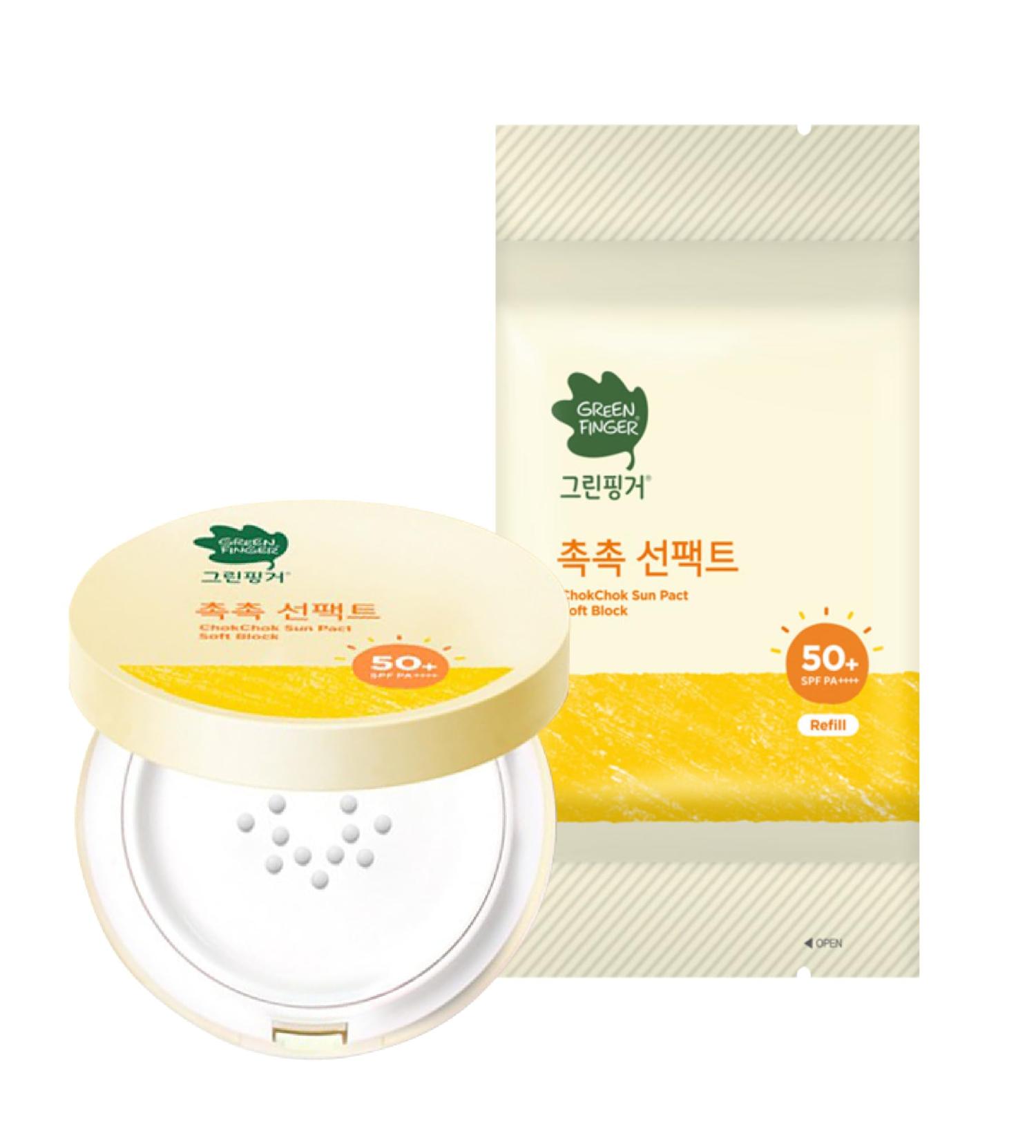 Green finger ChokChok Sun Pact Soft Block SPF50+ PA++++ (16g 5ea + Refill 5ea total 10ea)