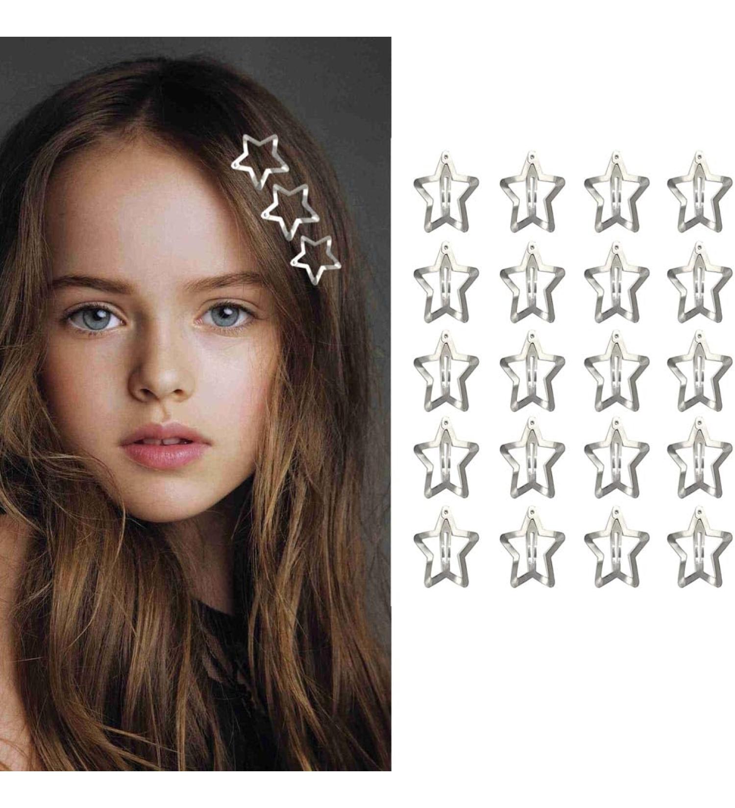 Star Hair Clips 20 Pcs Hollow Star Hair Clips Non-slip Metal Snap Barrettes Silver Star Snap Hair Clips Wedding Hair Accessories Cute Hair Accessories for Women Girls for Daily Use Parties - Buy Online on GoSupps.com