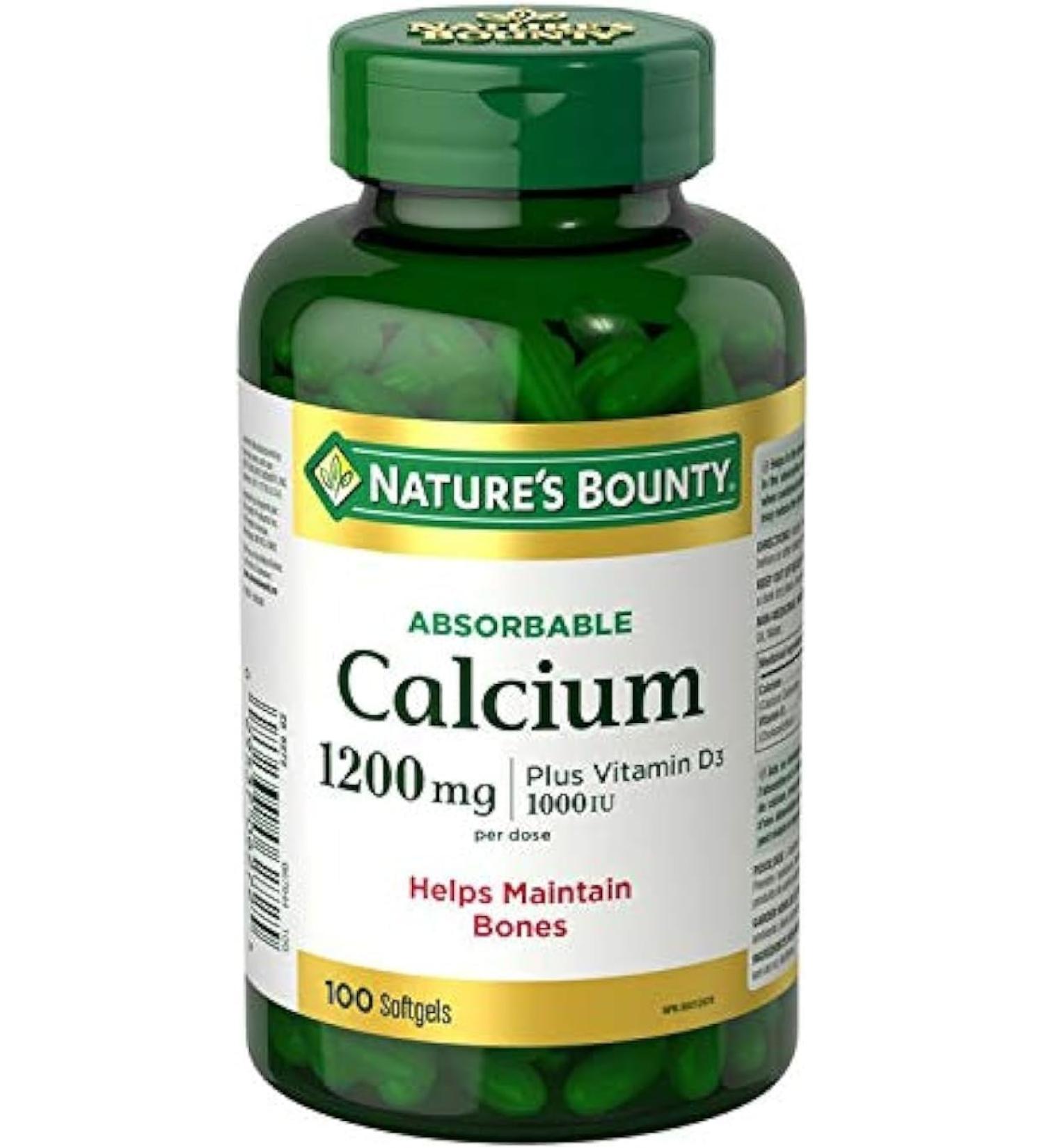 Nature's Bounty Calcium Pills plus Vitamin D3 1200mg Supplement Helps maintain bones Multi-colored 100 Count (Pack of 1) - Buy Online on GoSupps.com