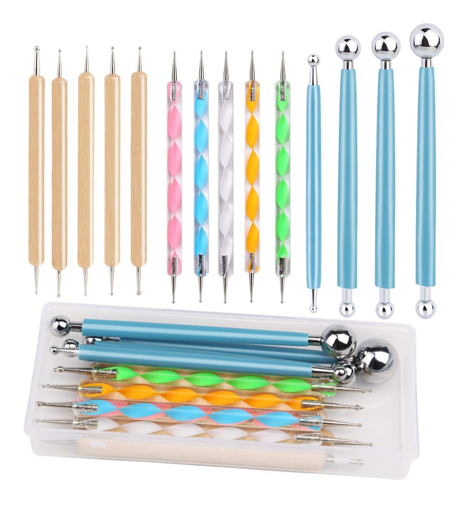 14 PCS Dotting Tools Set with Box - Rock Painting, Pottery Clay Modeling, Embossing, Nail Art - Buy Online on GoSupps.com