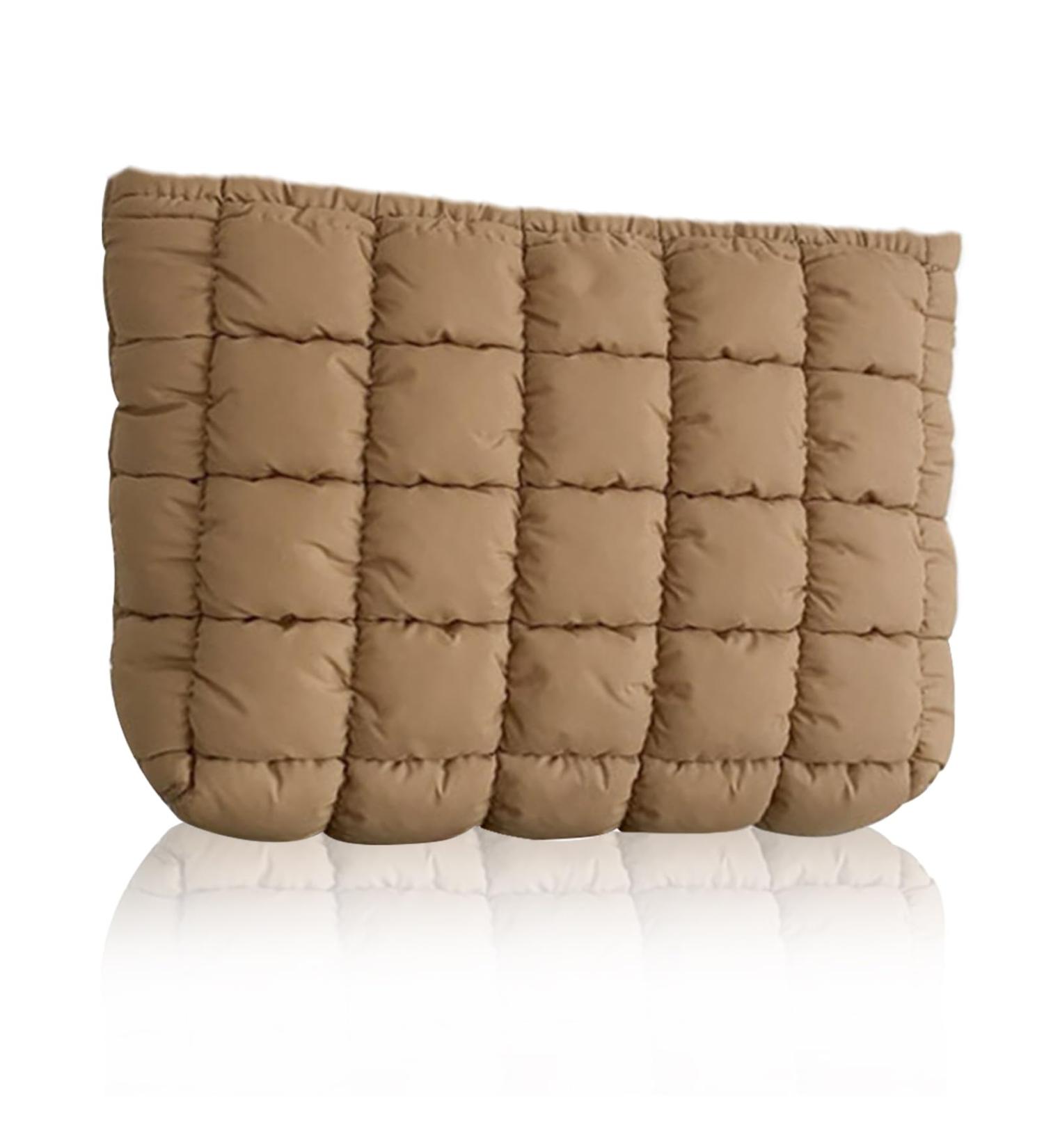 Stylish Puffy Quilted Makeup Bag | 2024 Fashion Travel Cosmetic Pouch - Large Clutch for Women & Girls in Black White Pink Brown - Buy Online on GoSupps.com