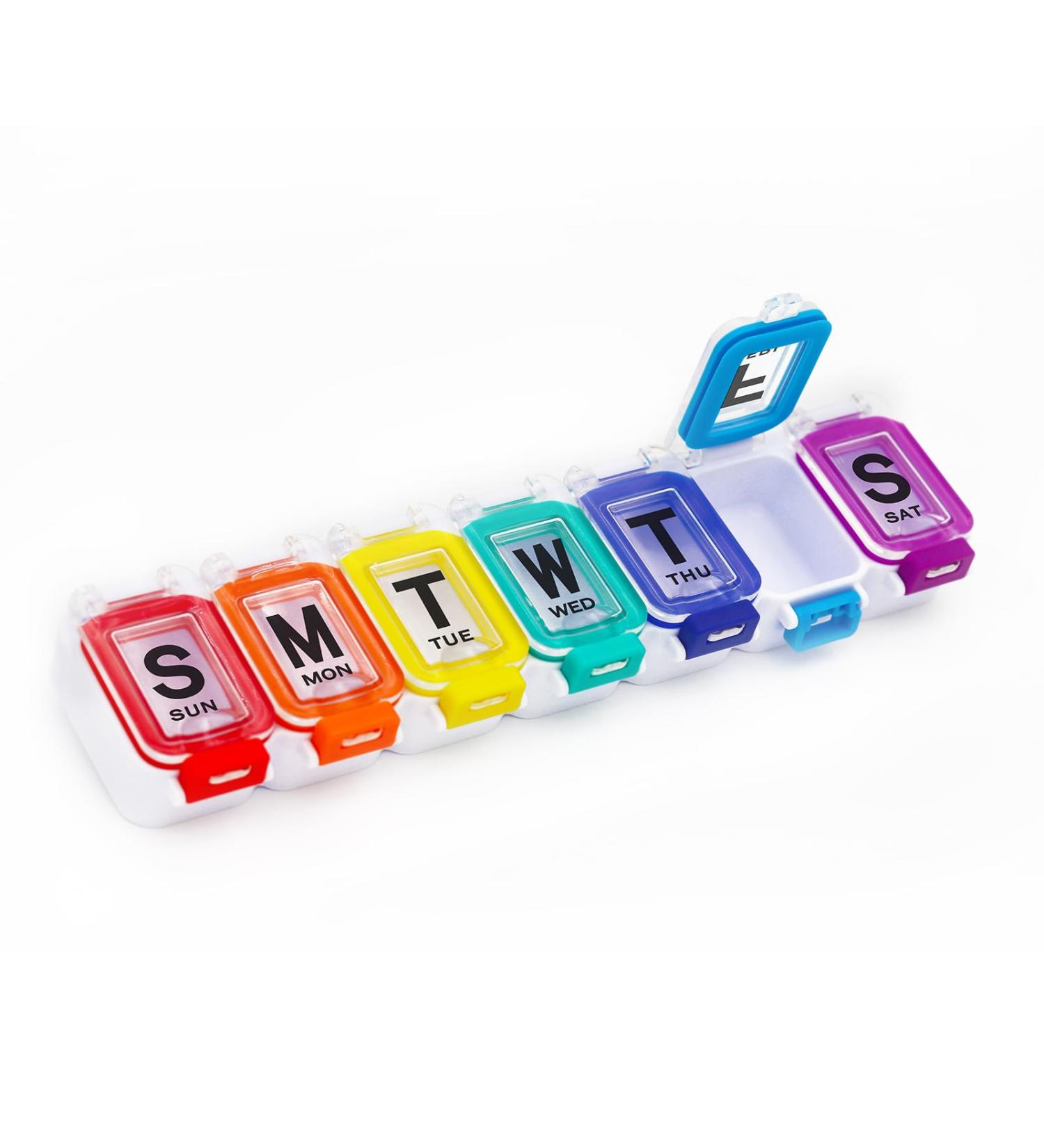 XL Weekly Pill Organizer - Arthritis Friendly 7 Day Travel Case for Vitamins Fish Oil & Supplements - Large Popup Design - Buy Online on GoSupps.com