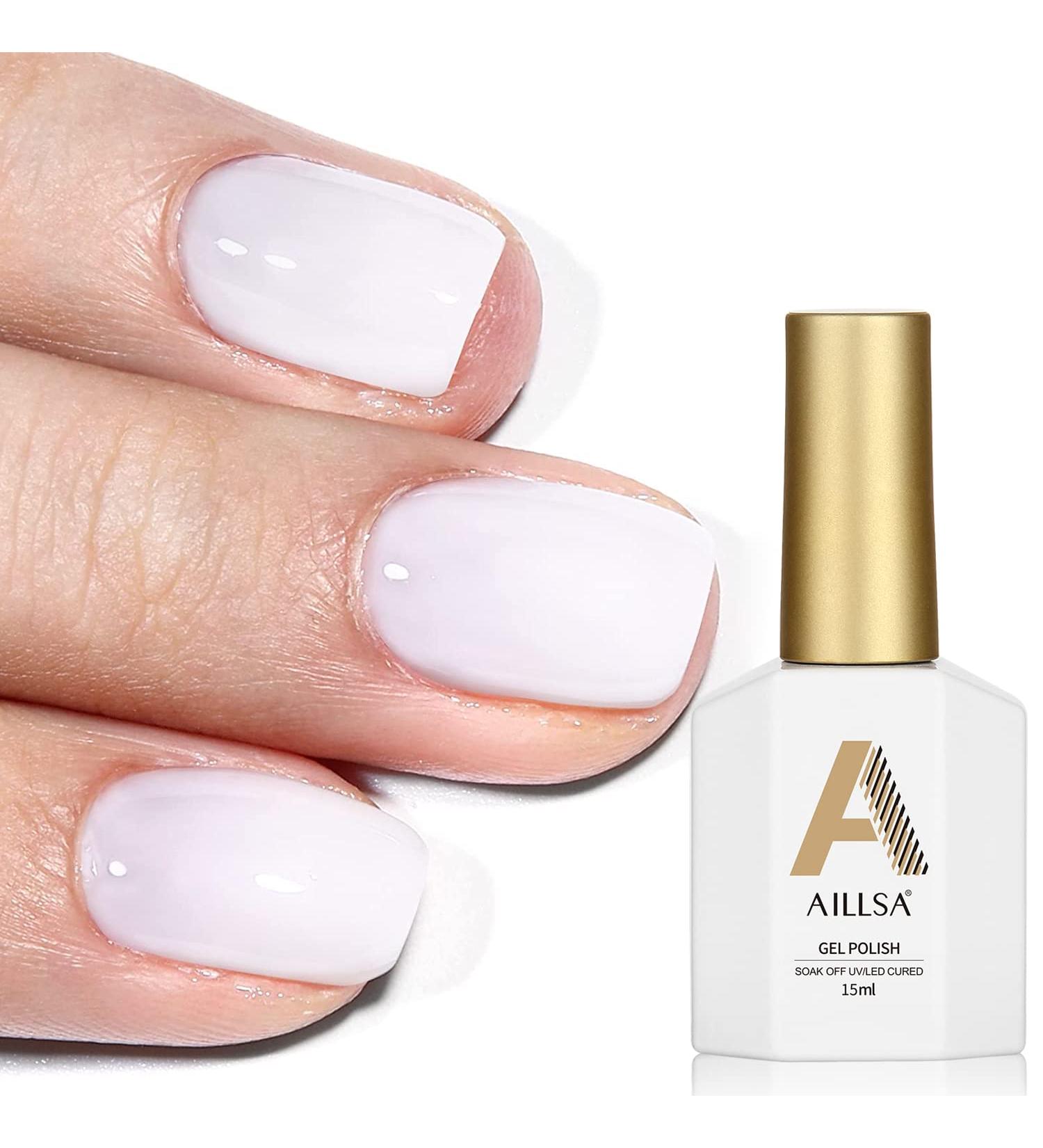AILLSA Milky White Gel Nail Polish - 15ml Nude Milky Soak Off UV Gel Polish | Quick Dry Transparent Jelly Gel Nail Polish for Long Lasting Manicure DIY at Home - Buy Online on GoSupps.com