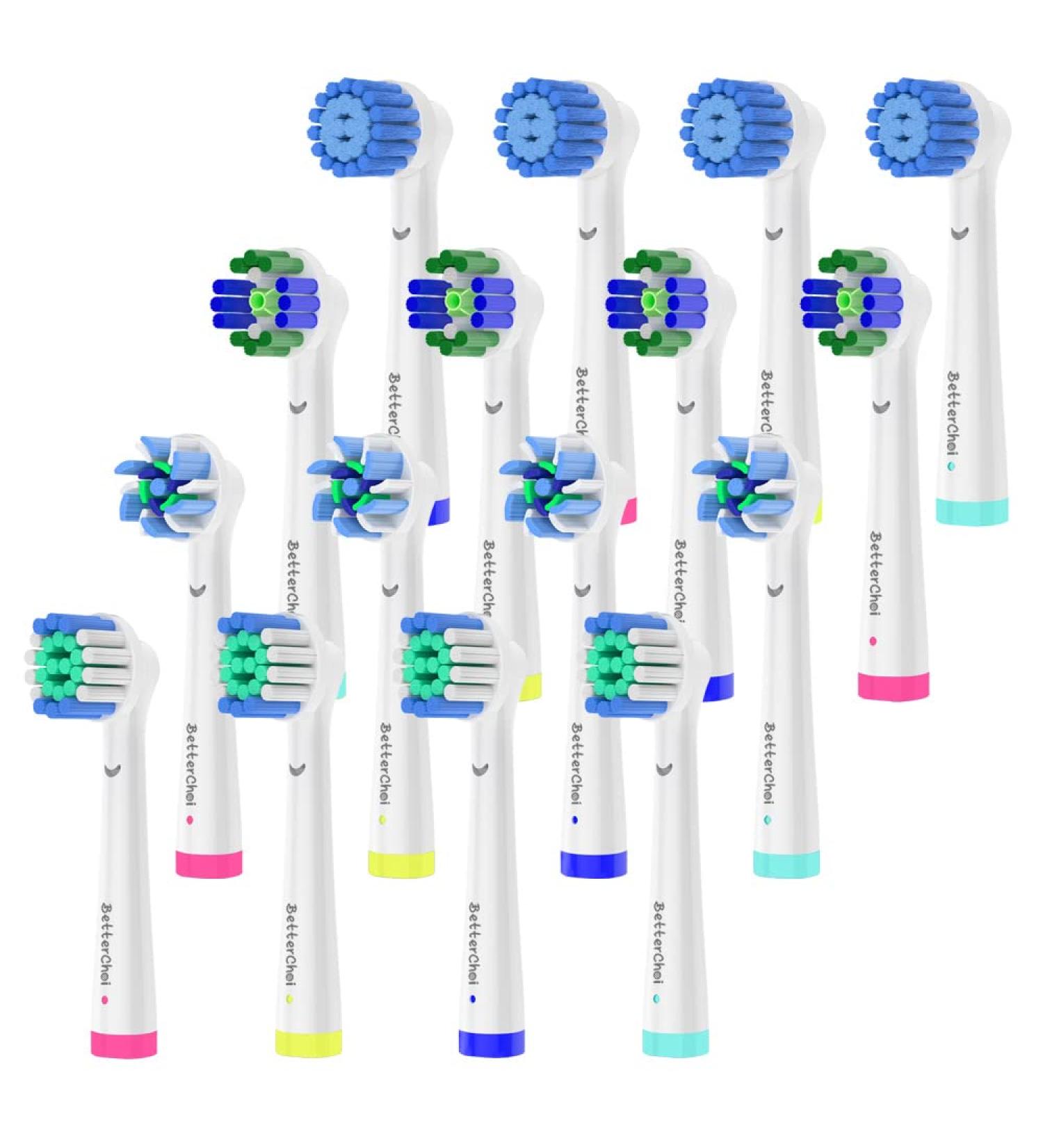 16pcs Brush Heads Compatible with Oral B Electric Toothbrushes. Pack of 4 Precision Clean 4 Cross Clean 4 3D Whitening Clean and 4 Sensitive Clean.