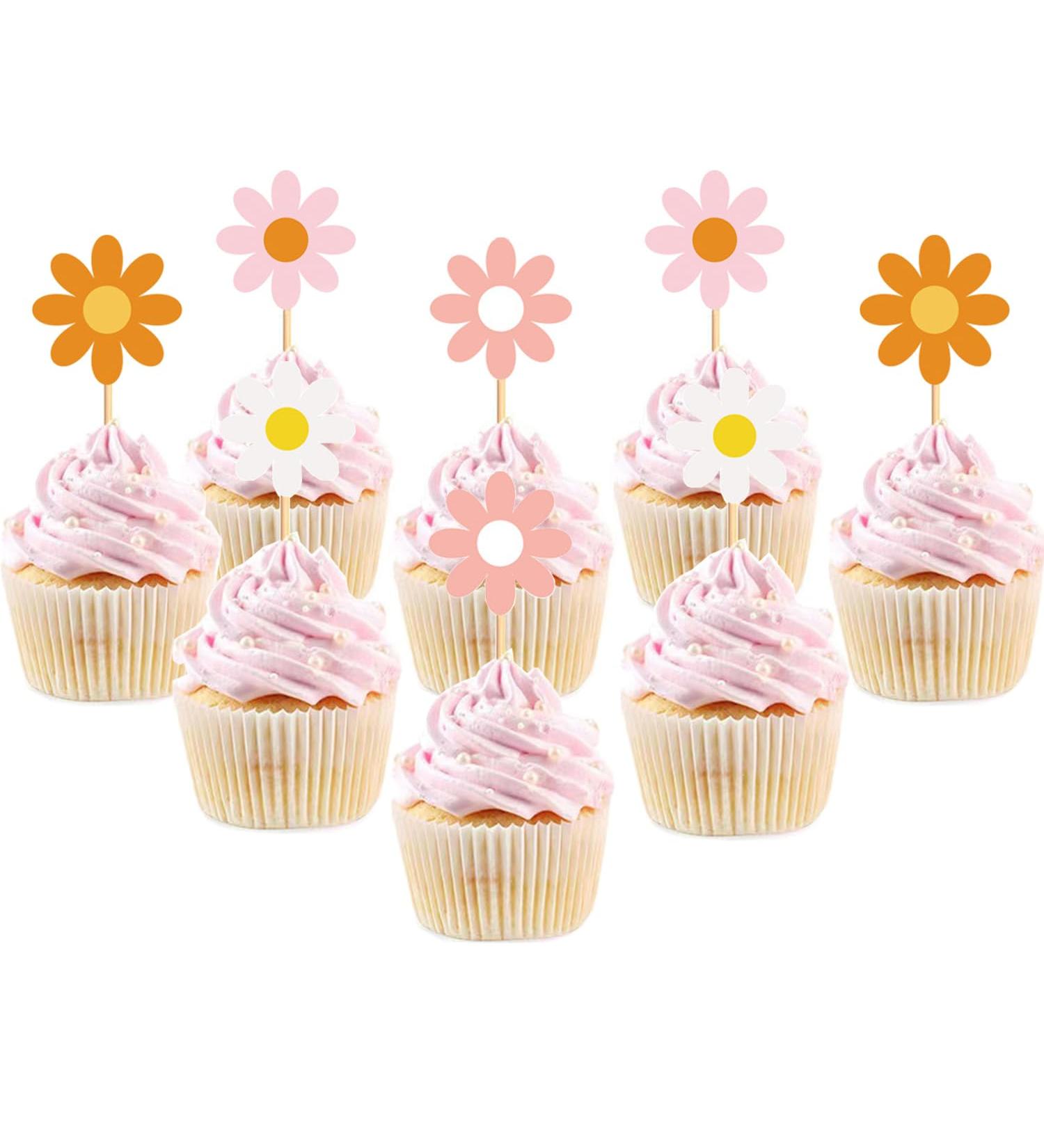 E-ASUM 24Pcs Daisy Cupcake Toppers Flower Cupcake Toppers Daisy Cake Decorations for Daisy Spring Baby Shower Daisy Birthday Party Decorations (Mixed) - Buy Online on GoSupps.com