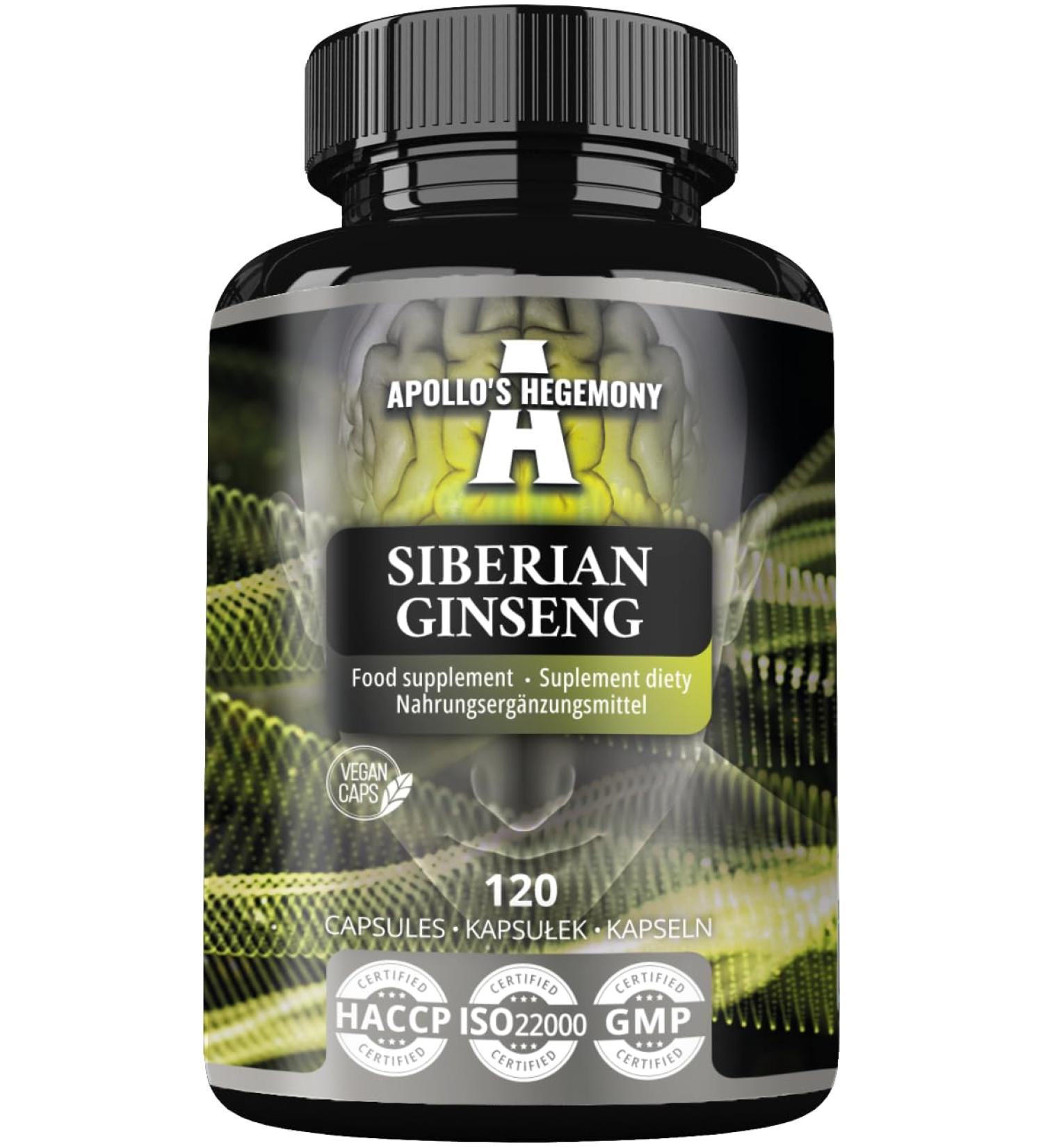 APOLLO'S HEGEMONY Siberian Ginseng 500 mg - 120 Vegan Capsules - 4 Month Extract Standarized to 0 8% eleutherosides B + E - Dietary Supplement - Buy Online on GoSupps.com