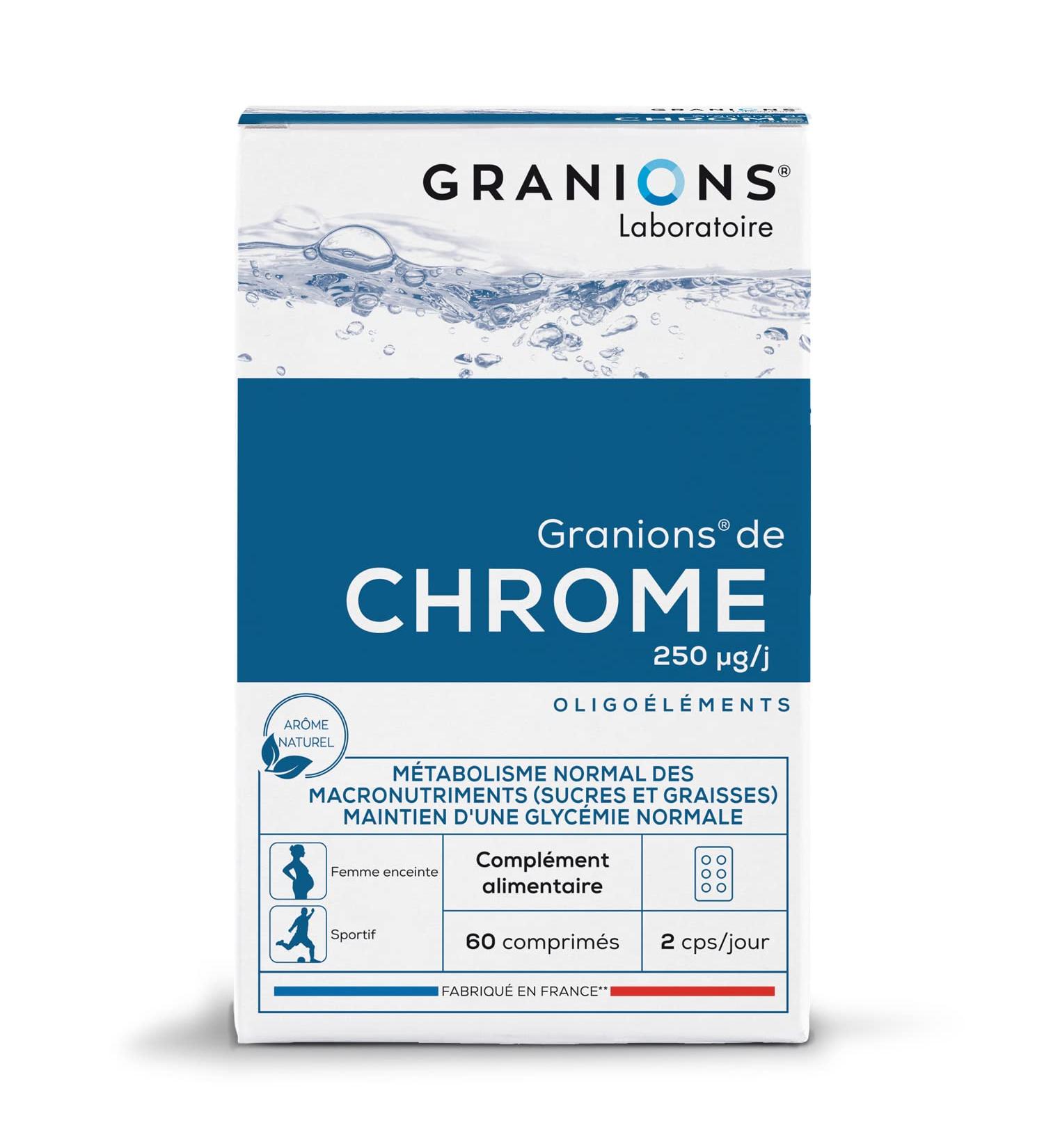 Chrome GRANIONS - 250 g - Fabriqu en France - Maintien d'une glyc mie normale - Coupe Faim - 60 comprim s 60 unit (Lot de 1) - Buy Online on GoSupps.com