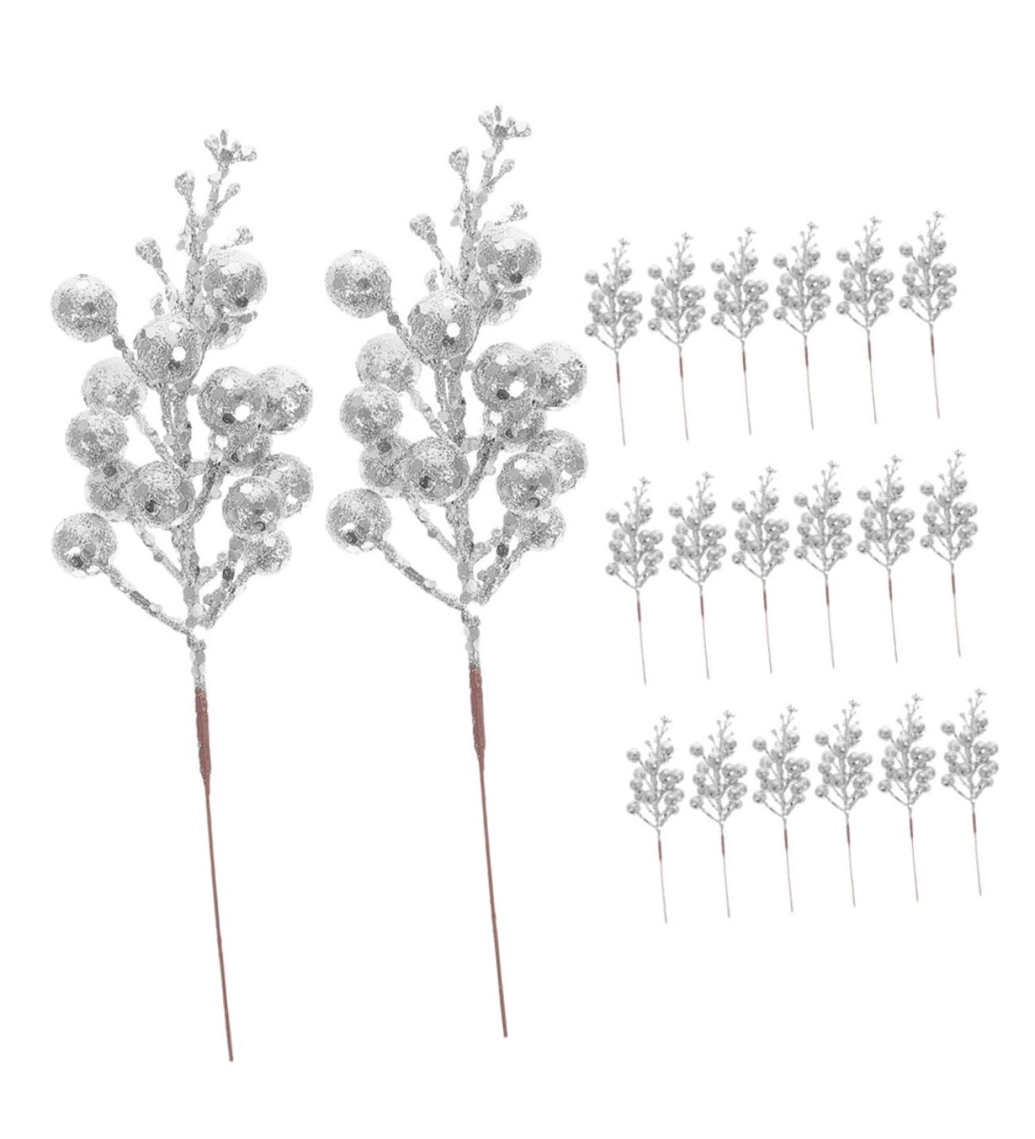 Artibetter 20pcs the fruit wreath artificial decorate Christmas Tree Decor berries christmas tree branch crafts Christmas Tree Decorations flower arrangement artificial xmas berry stem Silver 19X5X5CM - Buy Online on GoSupps.com