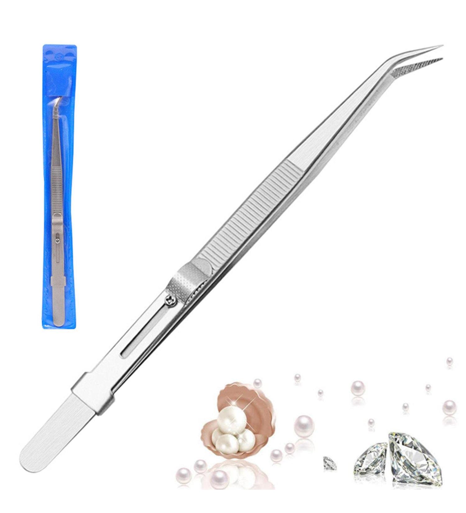 Precision Tweezer | Stainless Steel Anti-Static Tweezers with Sliding Lock Design | Straight/Curved Tweezers for Electronics Laboratory Work Jewelry-Making Craft - Buy Online on GoSupps.com