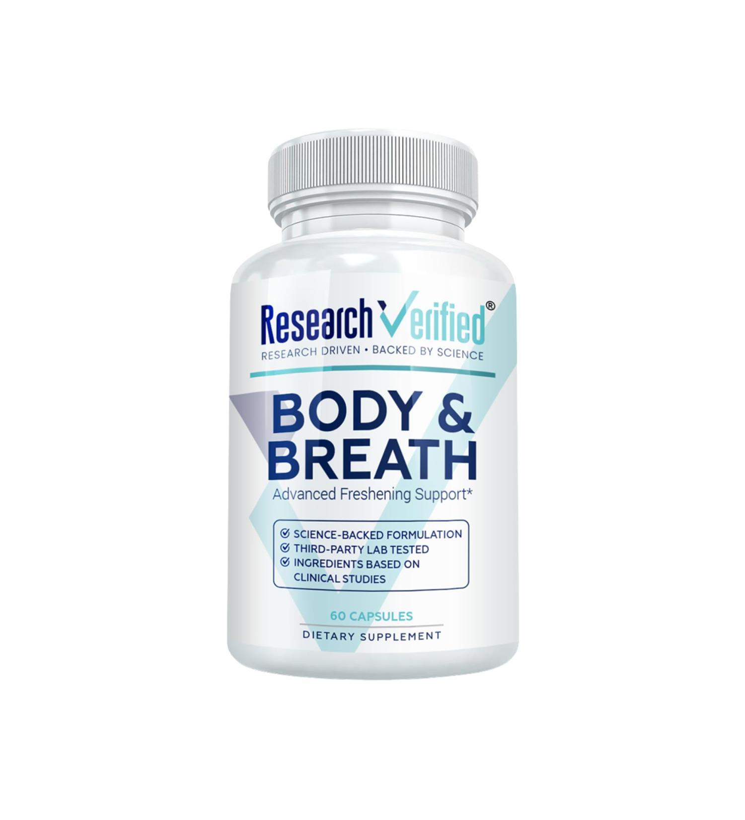 Research Verified Body & Breath Natural Deodorant & Freshener - Bad Breath & Body Odor Supplement - 60 Capsules (1 Month Supply) - Buy Online on GoSupps.com