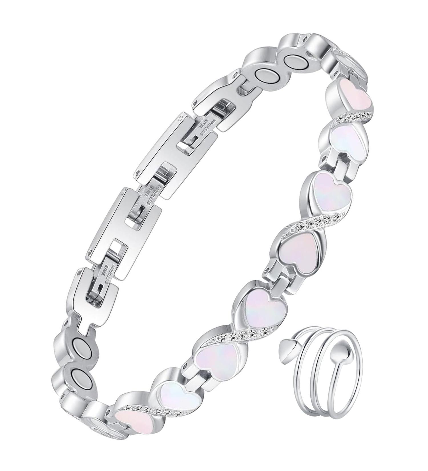 Jecanori Titanium Steel Magnetic Bracelet for Women | 3800 Gauss Ultra Strength Magnets | Adjustable Wristband - Gift Box Included - Buy Online on GoSupps.com