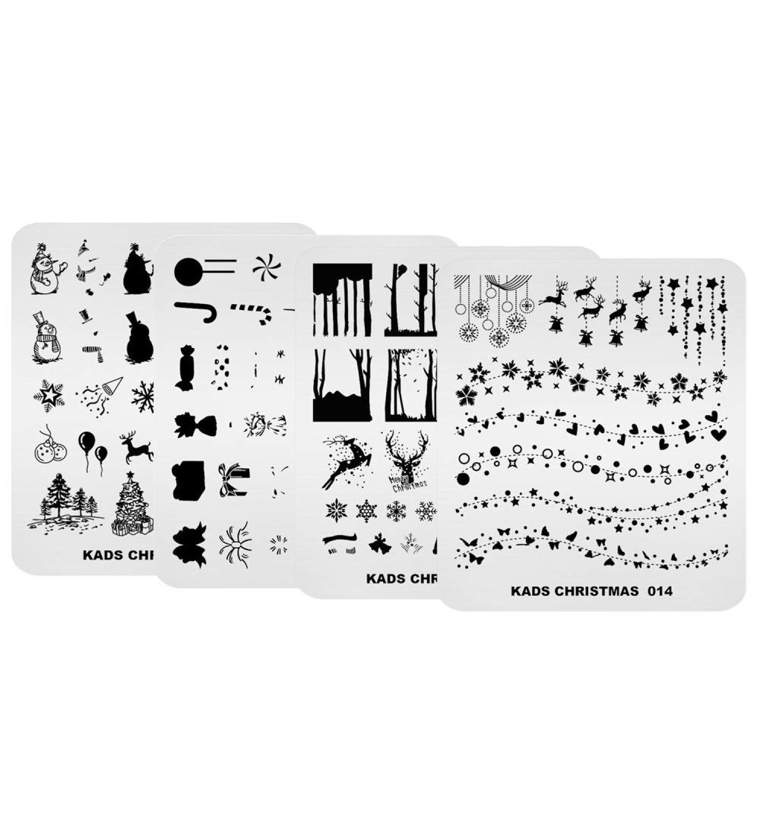 4-Piece Nail Art Stamp Stencils Set | Christmas Pattern Templates for Manicure Design | International Shipping - Buy Online on GoSupps.com
