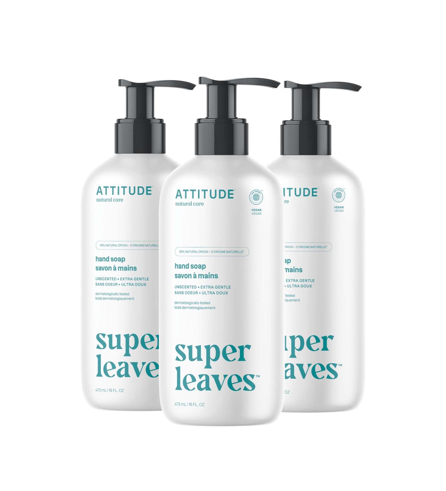 ATTITUDE Liquid Hand Soap EWG Verified Plant and Mineral-Based Vegan Personal Care Products Unscented 16 Fl Oz (Pack of 3) Unscented 16 Fl Oz (Pack of 3) - Buy Online on GoSupps.com