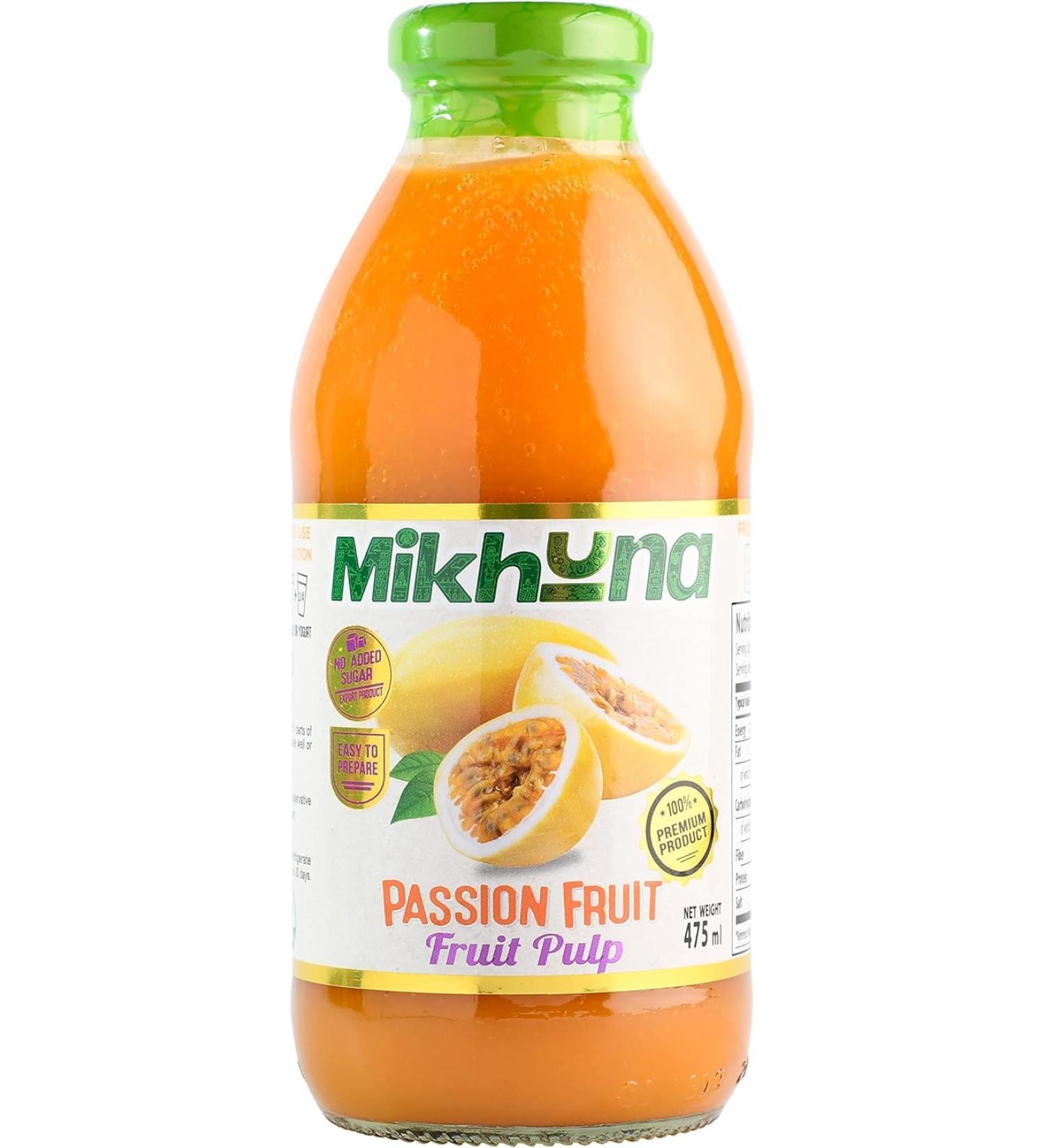 Mikhuna Passion Fruit Pulp 475ml - Ideal for Juice, Smoothies, Desserts, Cocktails, and Sauces - Buy Online on GoSupps.com