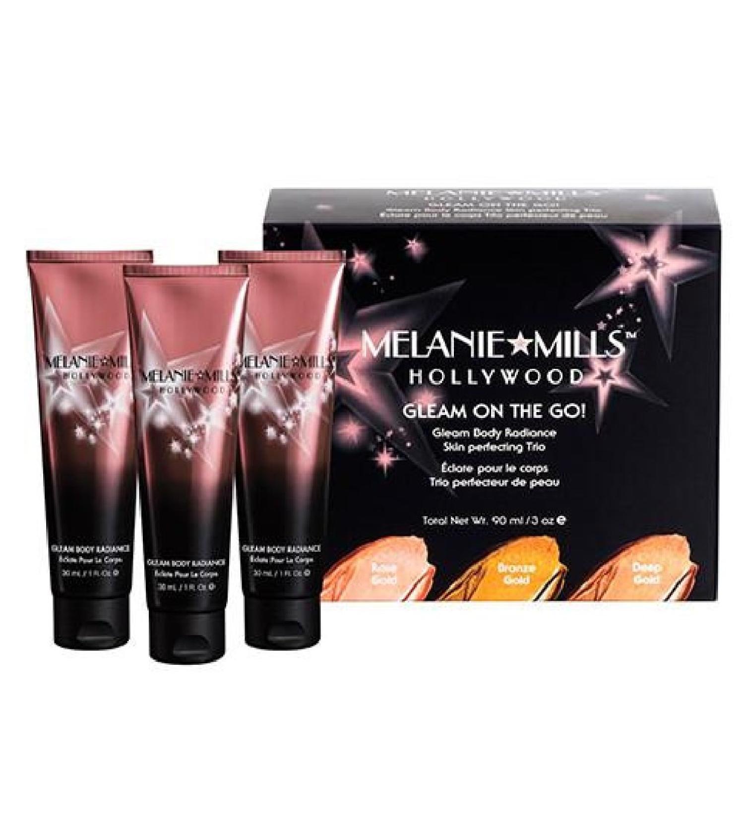 Melanie Mills Hollywood Mini Moisturizing Body Makeup Gleam on the Go Kit - Rose Gold, Bronze Gold, Deep Gold - 1 fl.oz. each - Buy Online on GoSupps.com