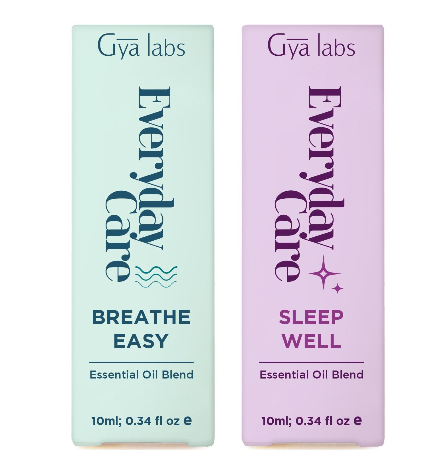Breathe Easy & Sleep Well Roll On Set - Aromatherapy Grade Essential Oils Roll On Set - 2x0.34 fl oz - Gya Labs - Buy Online on GoSupps.com
