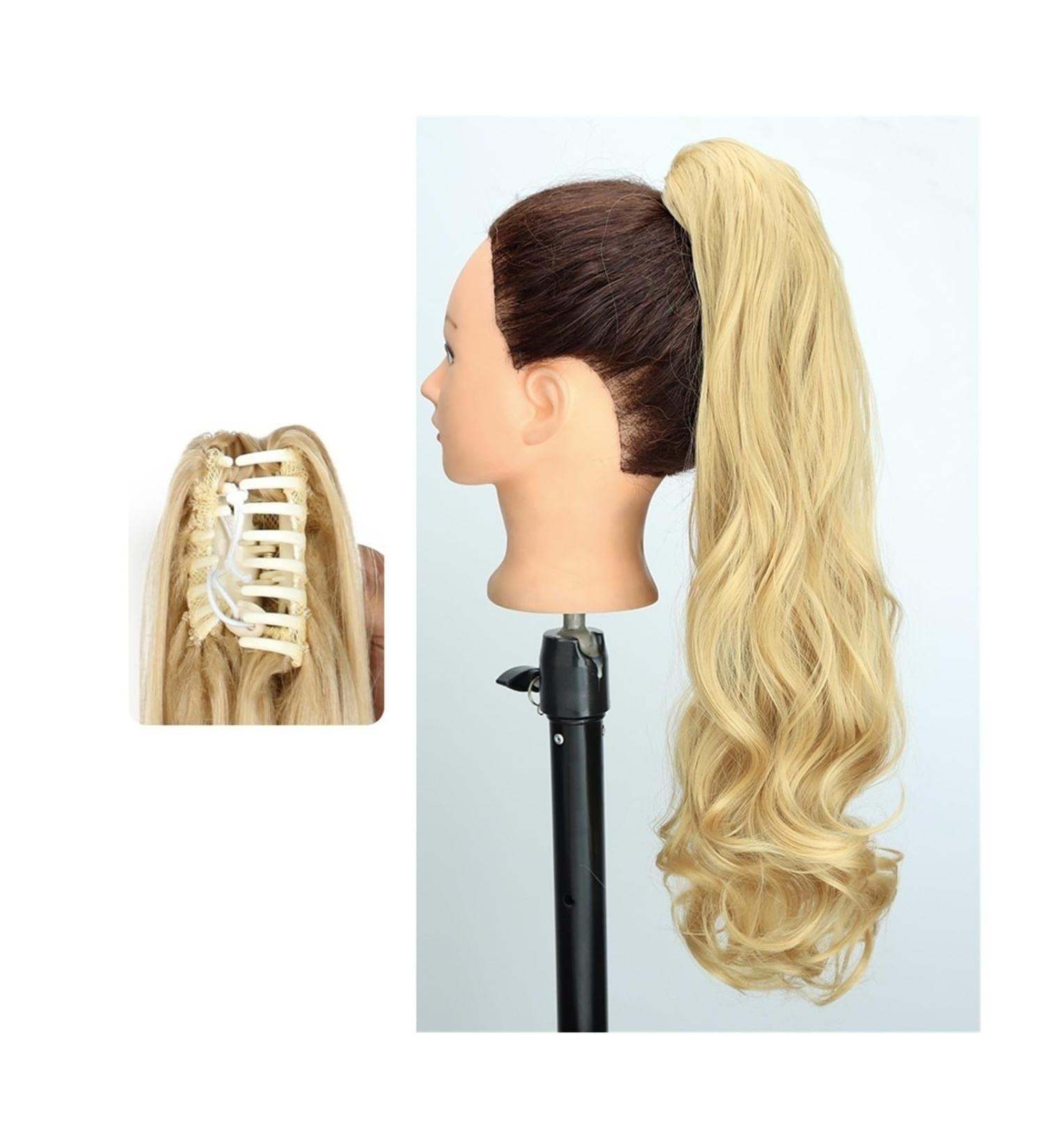 Ponytail Extension Pony Tail Hair Extension 24" Long Wavy Ponytail Extensions Claw Clip in Ponytail Natural Wave Pony Tail Synthetic Hair Pieces for Women Ponytail Hairpiece for Women (Color : 22 24INCH 60CM 22