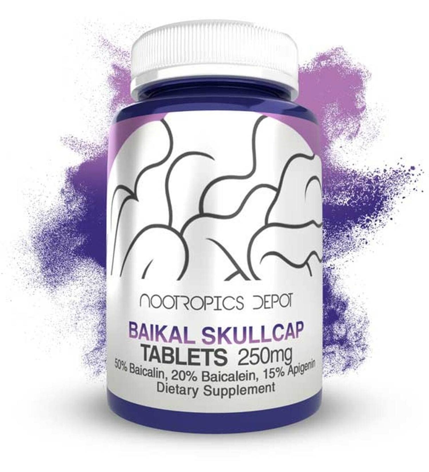 Nootropics Depot Baikal Skullcap Extract Tablets | 250mg | 60 Count | 15% Apigenin 20% Baicalein 50% Baicalin 60 Count (Pack of 1) - Buy Online on GoSupps.com