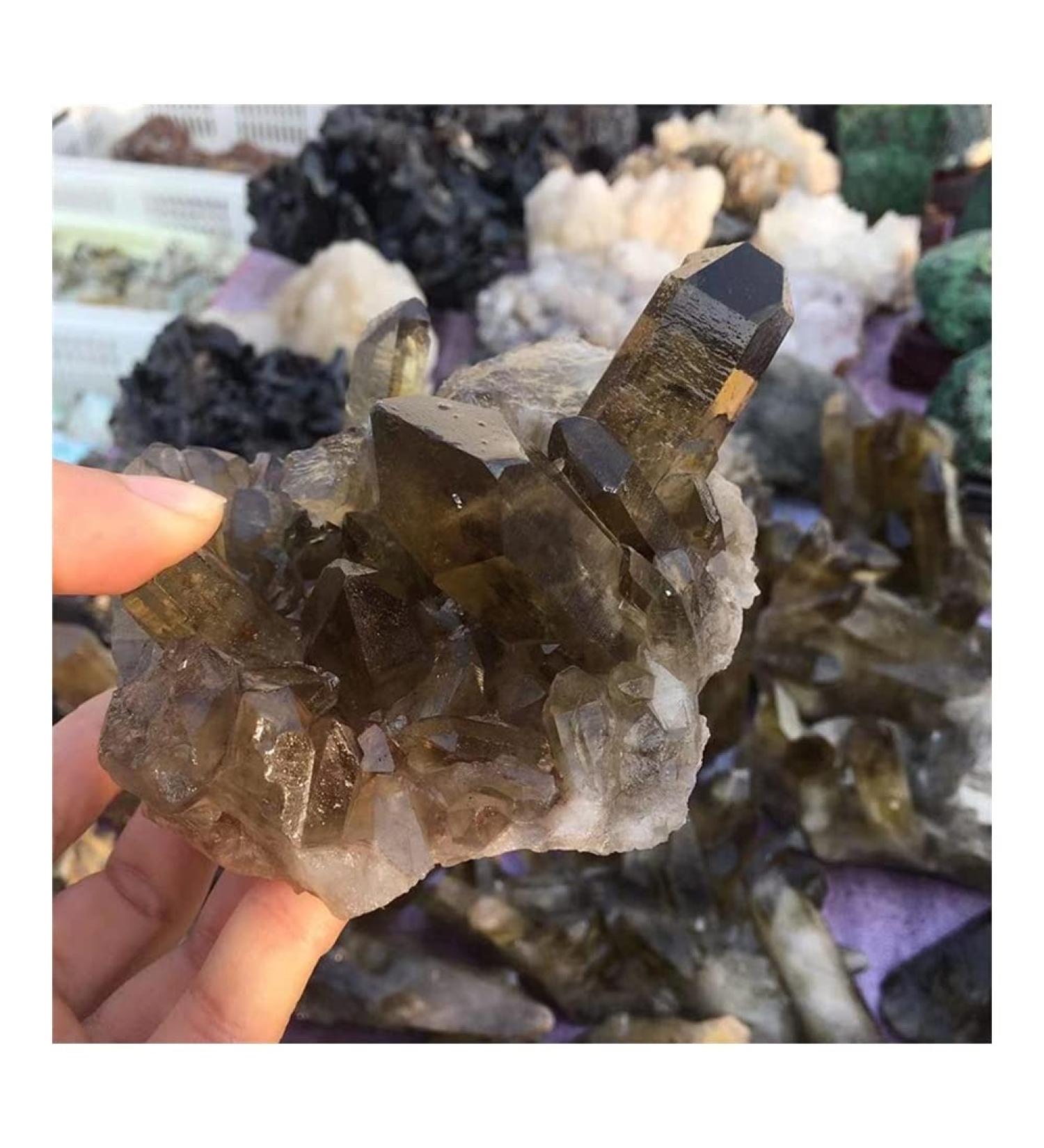 Natural Smokey Citrine Quartz Cluster Specimen Crystal Beautiful HOMEZHOU - Buy Online on GoSupps.com
