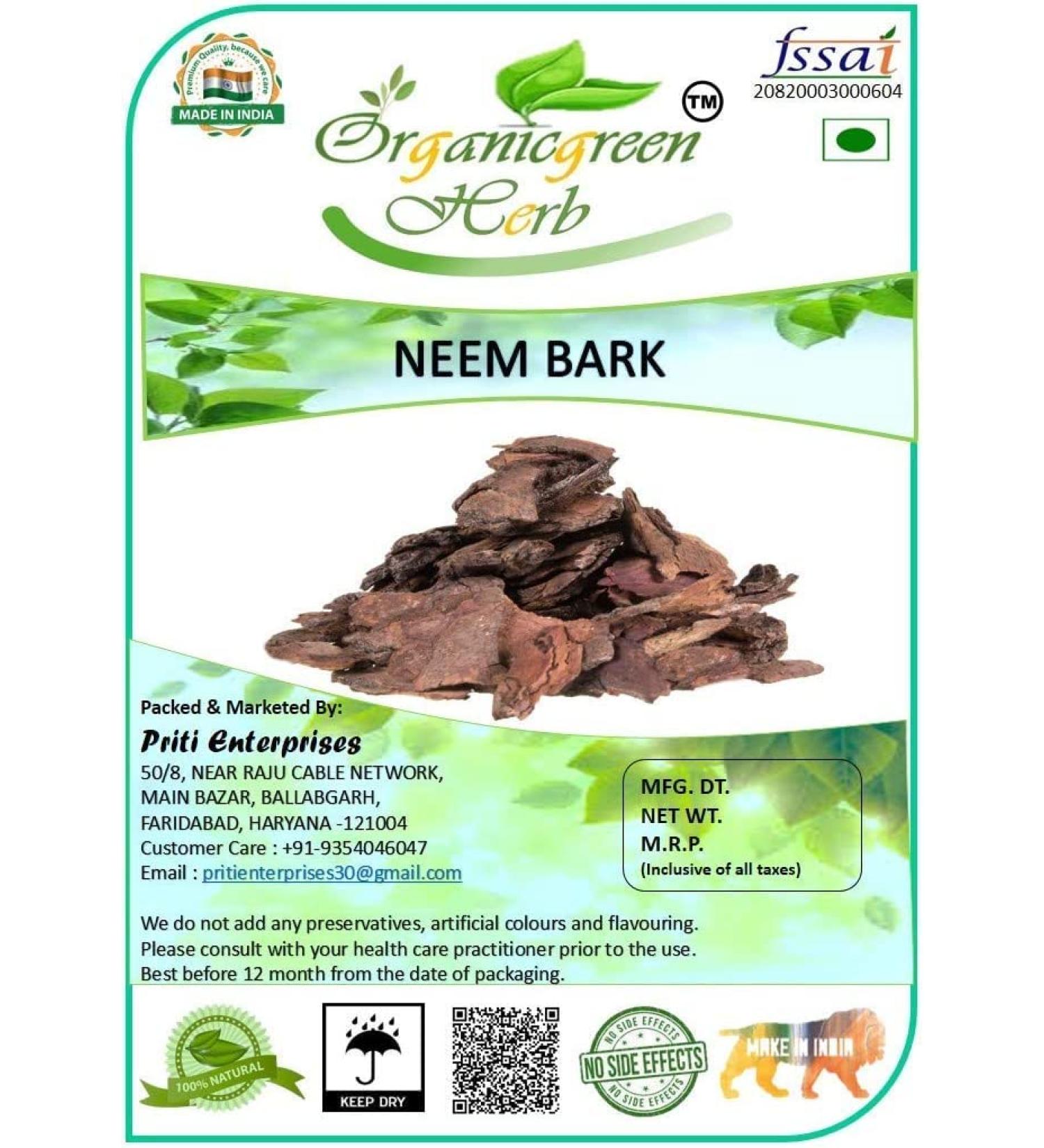 ORGANIZE Organic Green Herb Neem Bark Take Ki Chaal Veppam Pattai 400Gms