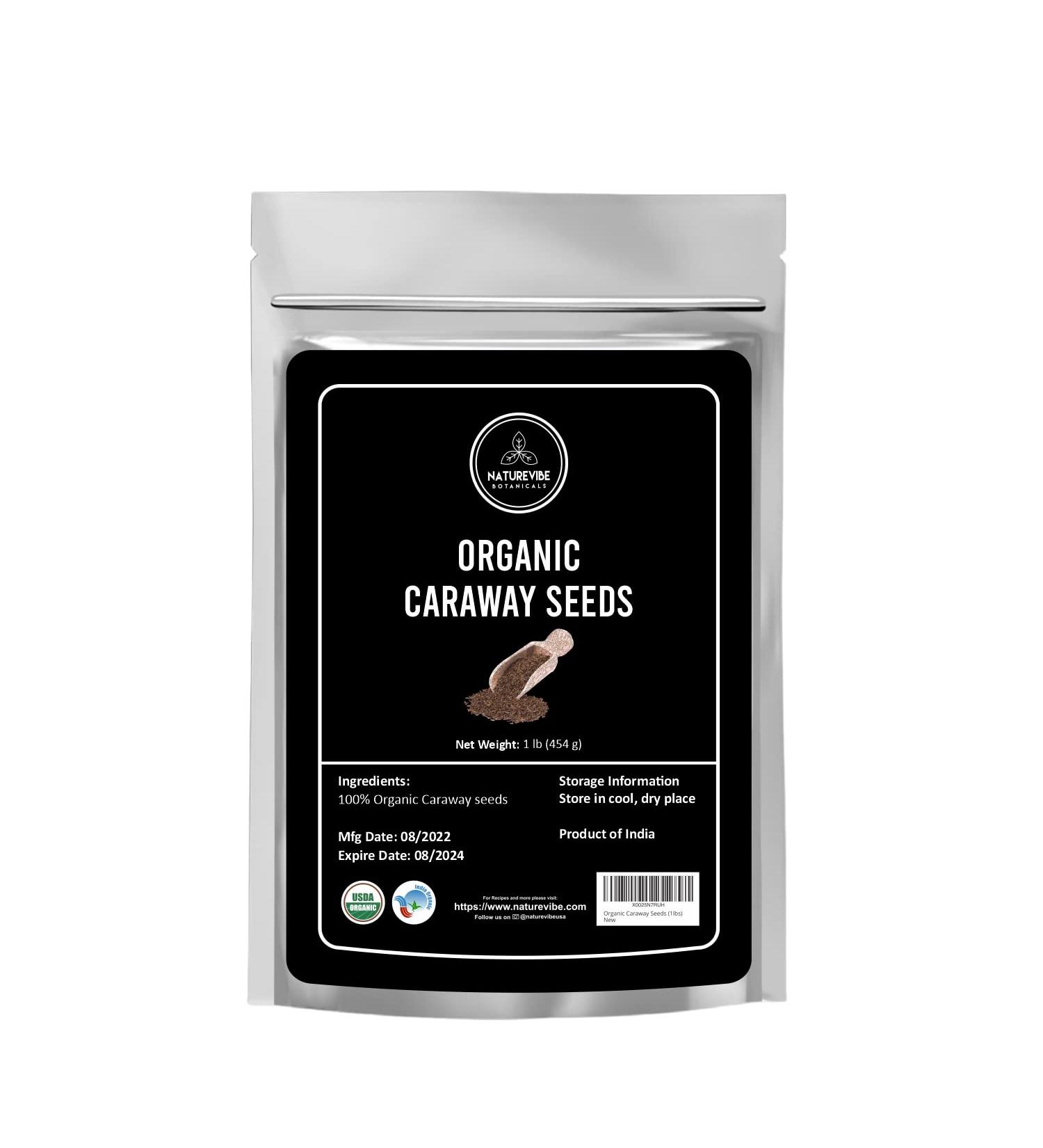 Naturevibe Botanicals Organic Caraway Seeds 1lb - Non-GMO, Gluten Free Indian Spice - Buy Online on GoSupps.com
