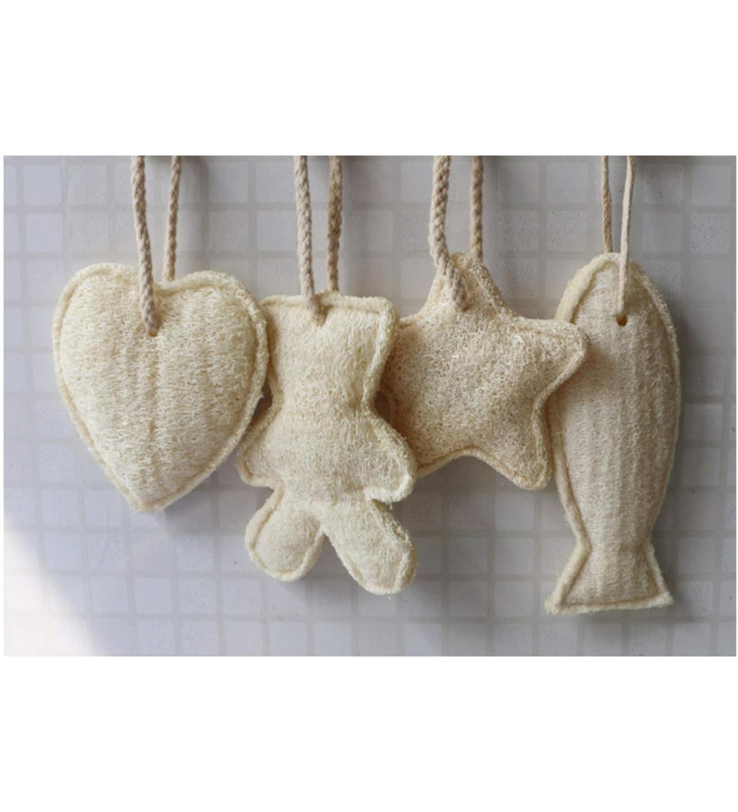 Natural Loofah Sponge Set - Fun Shaped 4 Pack - Buy Online on GoSupps.com