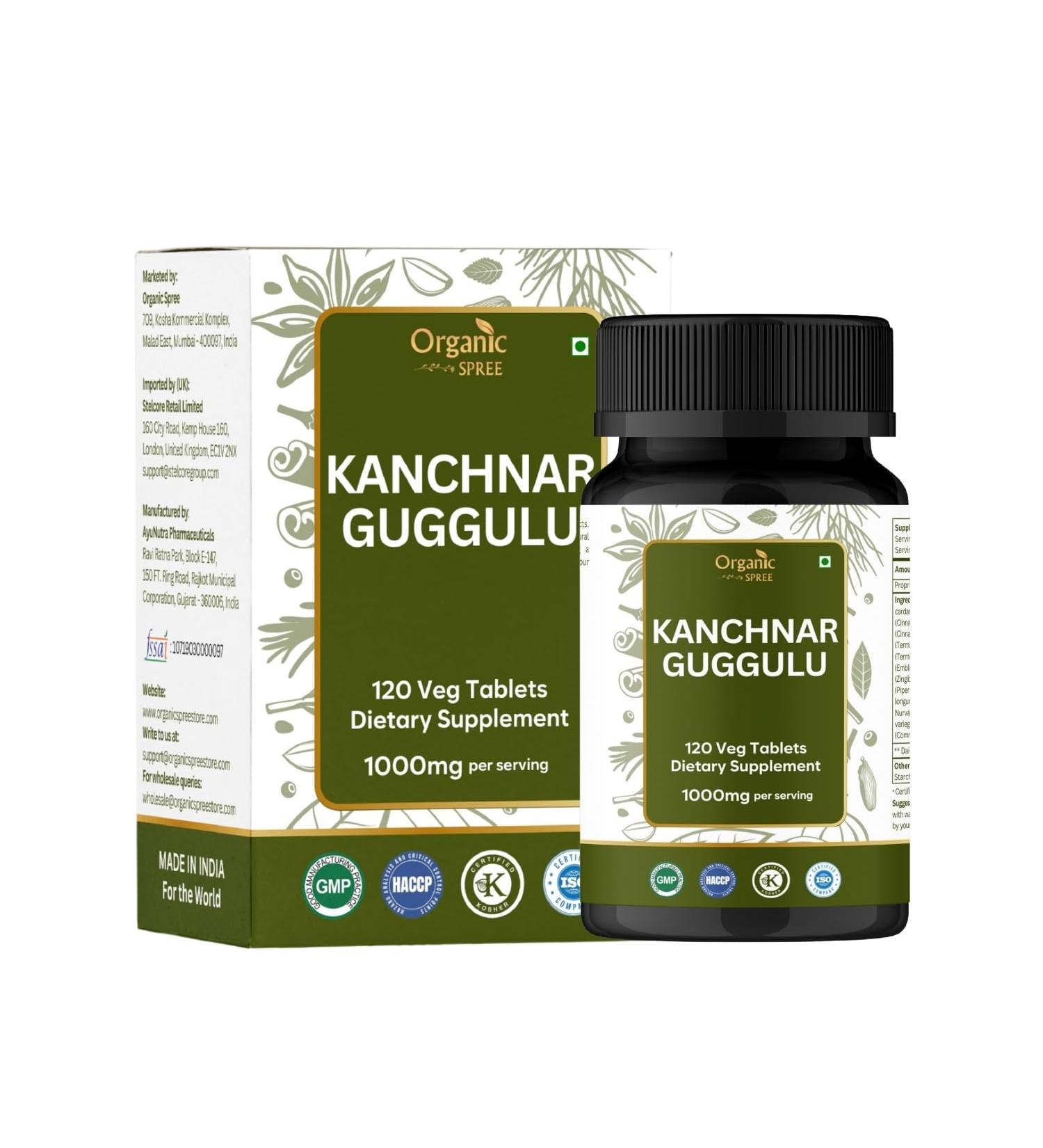 ORGANIC SPREE Kanchnar Guggulu 120 Tablets - Supports Detox and Lymphatic Health* - Ayurvedic Formulation - Certified and Vegetarian - Buy Online on GoSupps.com
