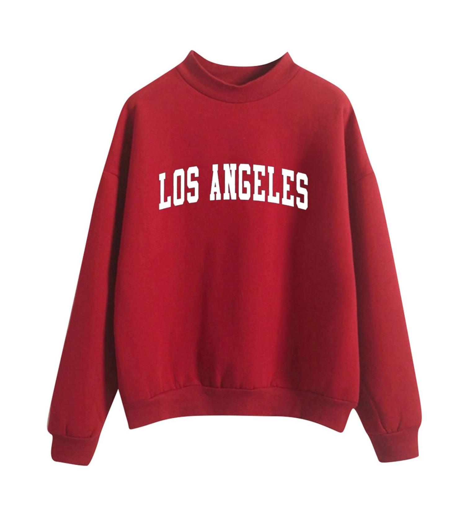 Los Angeles Women's Turtleneck Letter Sweatshirt - Red, Small - Buy Online on GoSupps.com