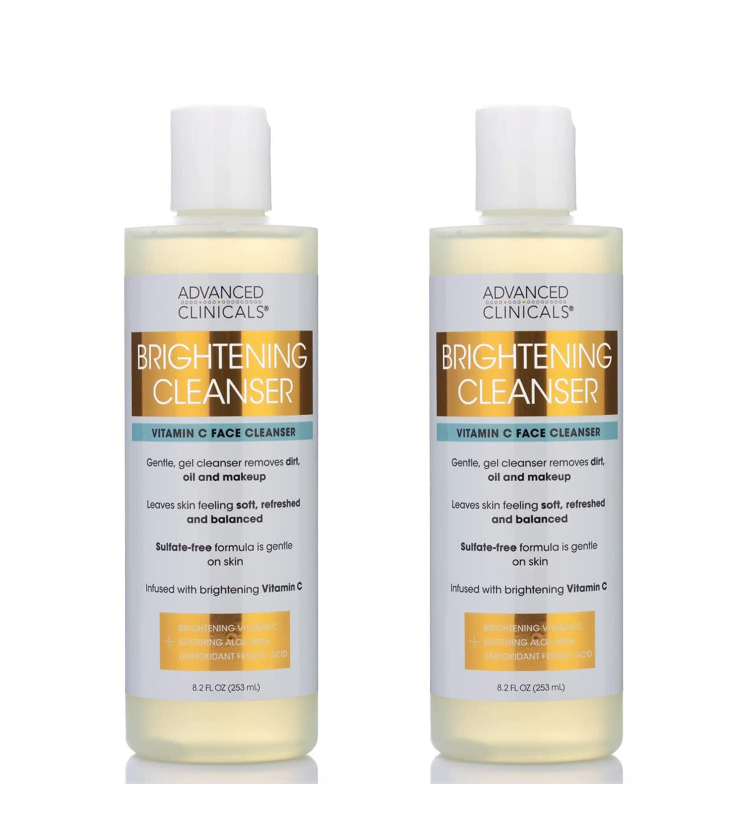 Advanced Clinicals Vitamin C Face Wash 8.2 Fl Oz (2-Pack) - Hydrating Cleanser for Brightening, Blackhead Removal, Age Spots, Hyperpigmentation, and Acne - Buy Online on GoSupps.com