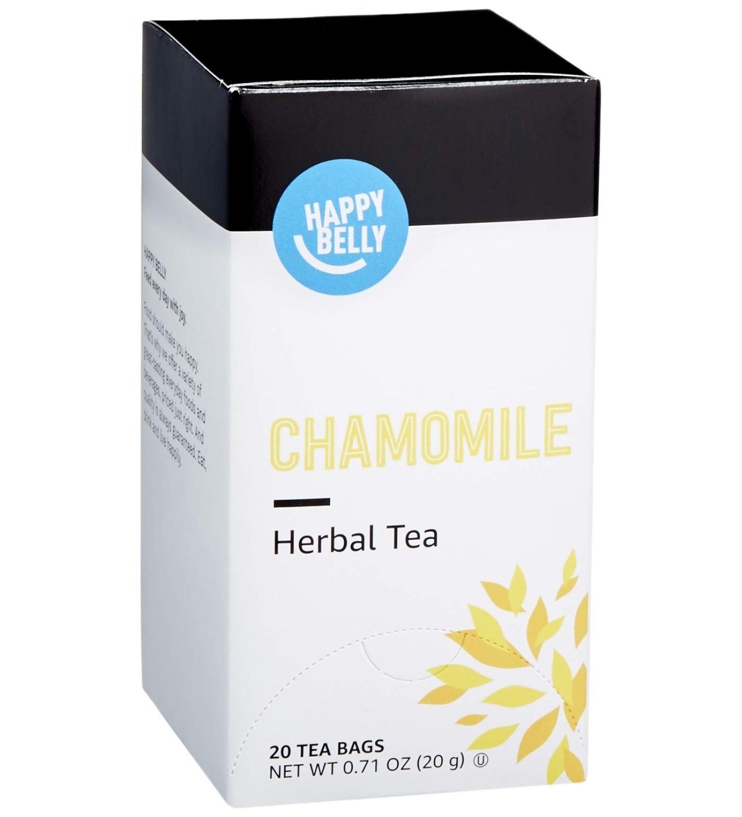 Amazon Brand - Happy Belly Chamomile Herbal Tea Bags 20 ct (Formerly Solimo) - Buy Online on GoSupps.com