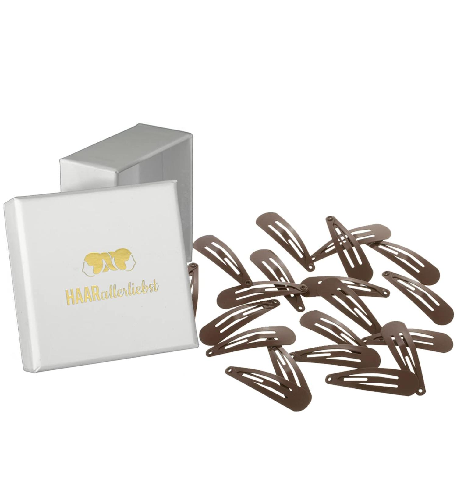 HAARallerliebst Small Hair Clips (20 Pcs) - Brown 3.9cm with White Storage Box | Perfect for International Shipping - Buy Online on GoSupps.com