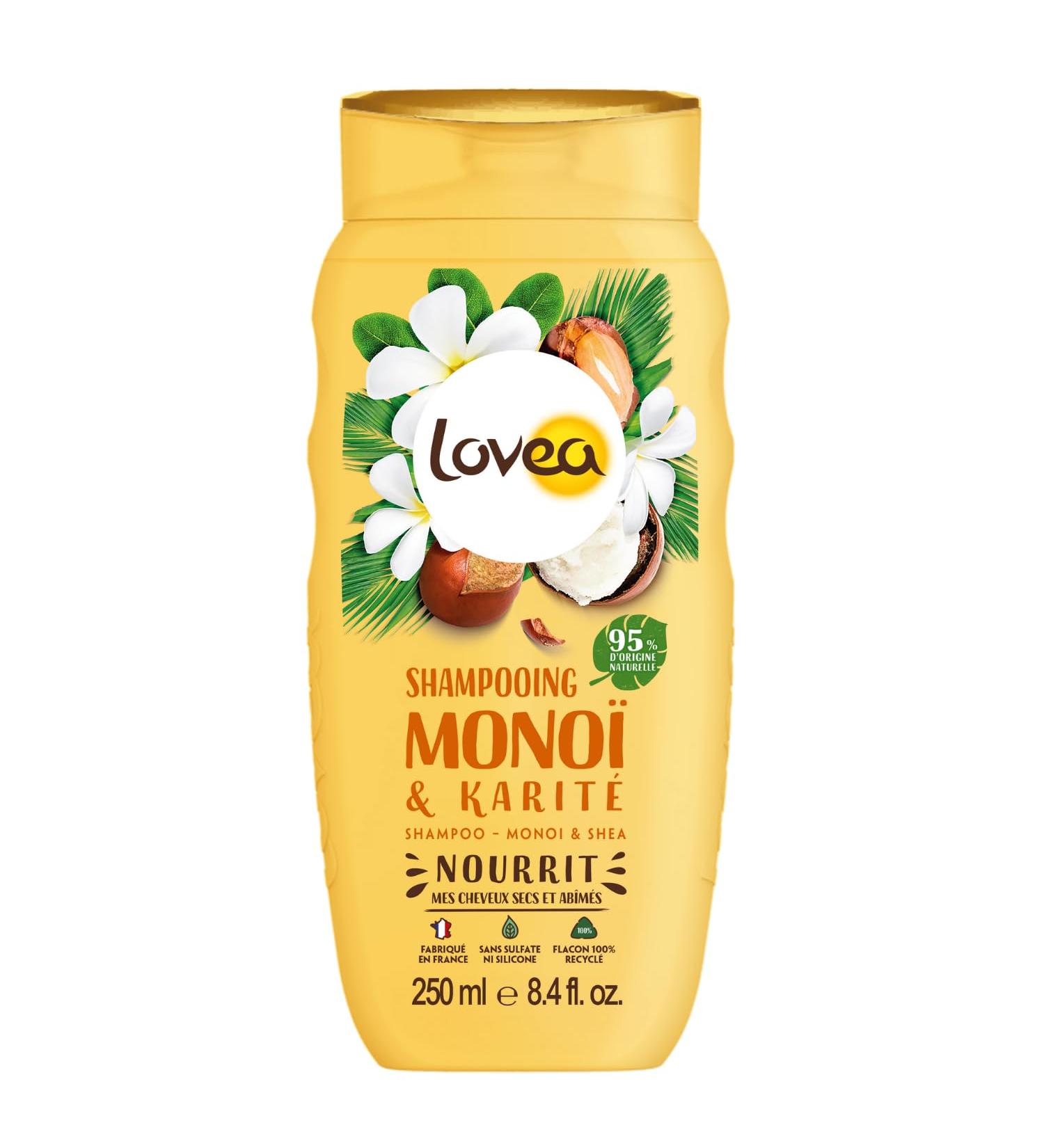 LOVEA - Shampoo - Mono & Shea - Cleans Nourishes & Repairs - Dry and Damaged Hair - 95% Natural Origin - Silicone Free - Sulfate Free - Made in France - 250 ml - Buy Online on GoSupps.com