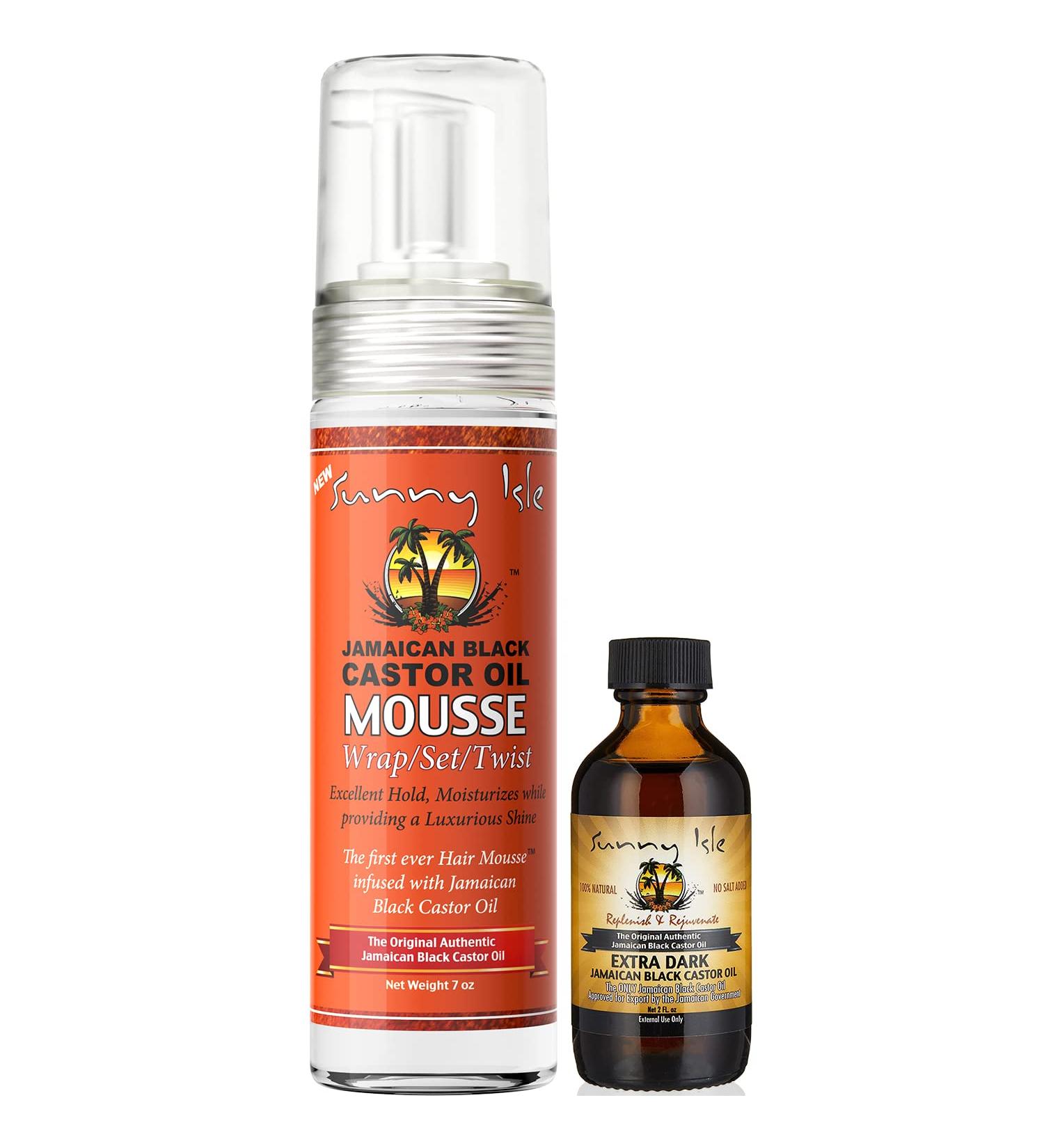 Sunny Isle Jamaican Black Castor Oil Mousse Wrap Set Twist 7oz + Extra Dark Castor Oil 2oz Bundle | Strong Hold, Luxurious Shine, Hair Growth, Frizz Control - Buy Online on GoSupps.com
